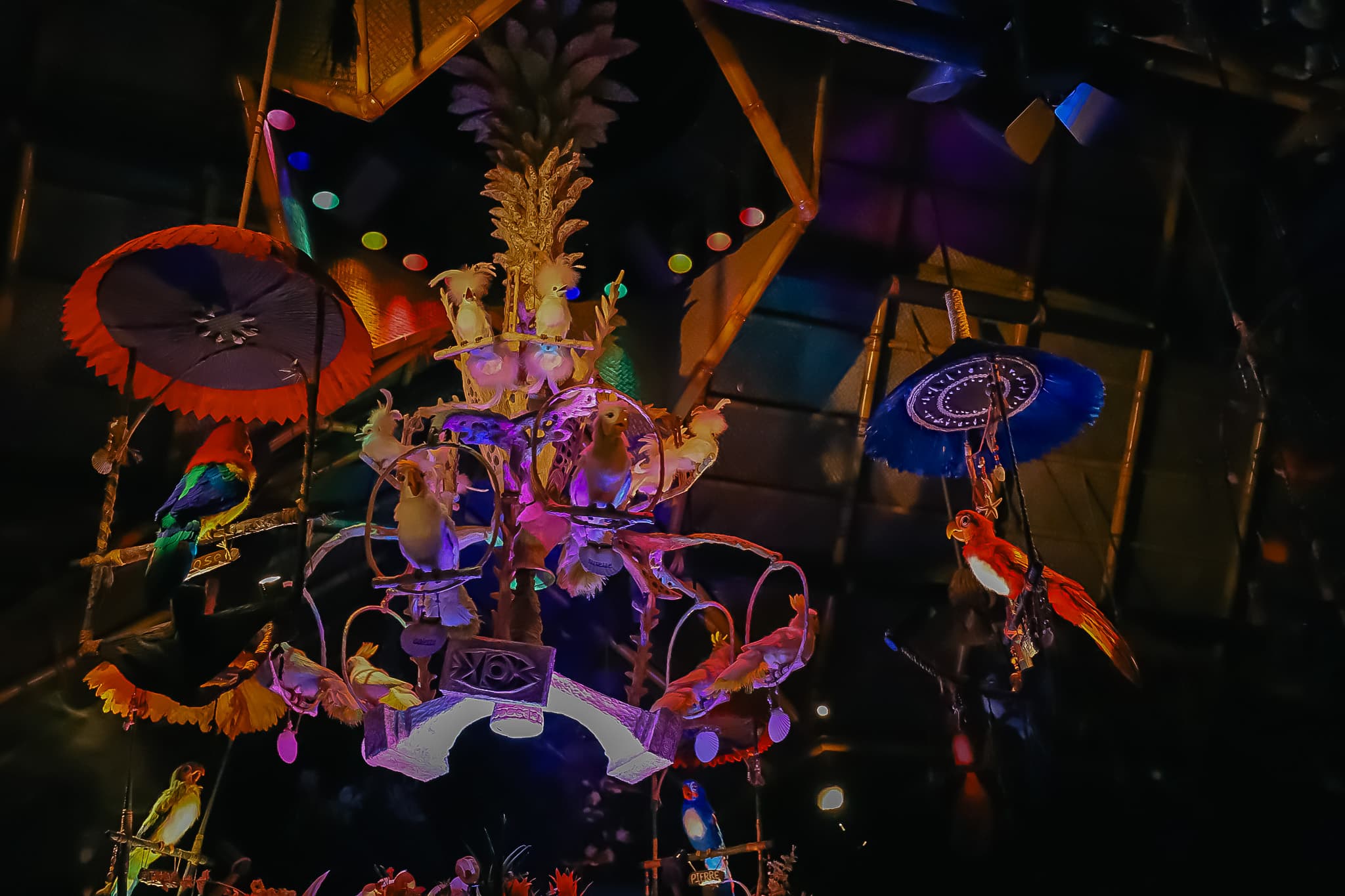 Birds performing in the Enchanted Tiki Room.