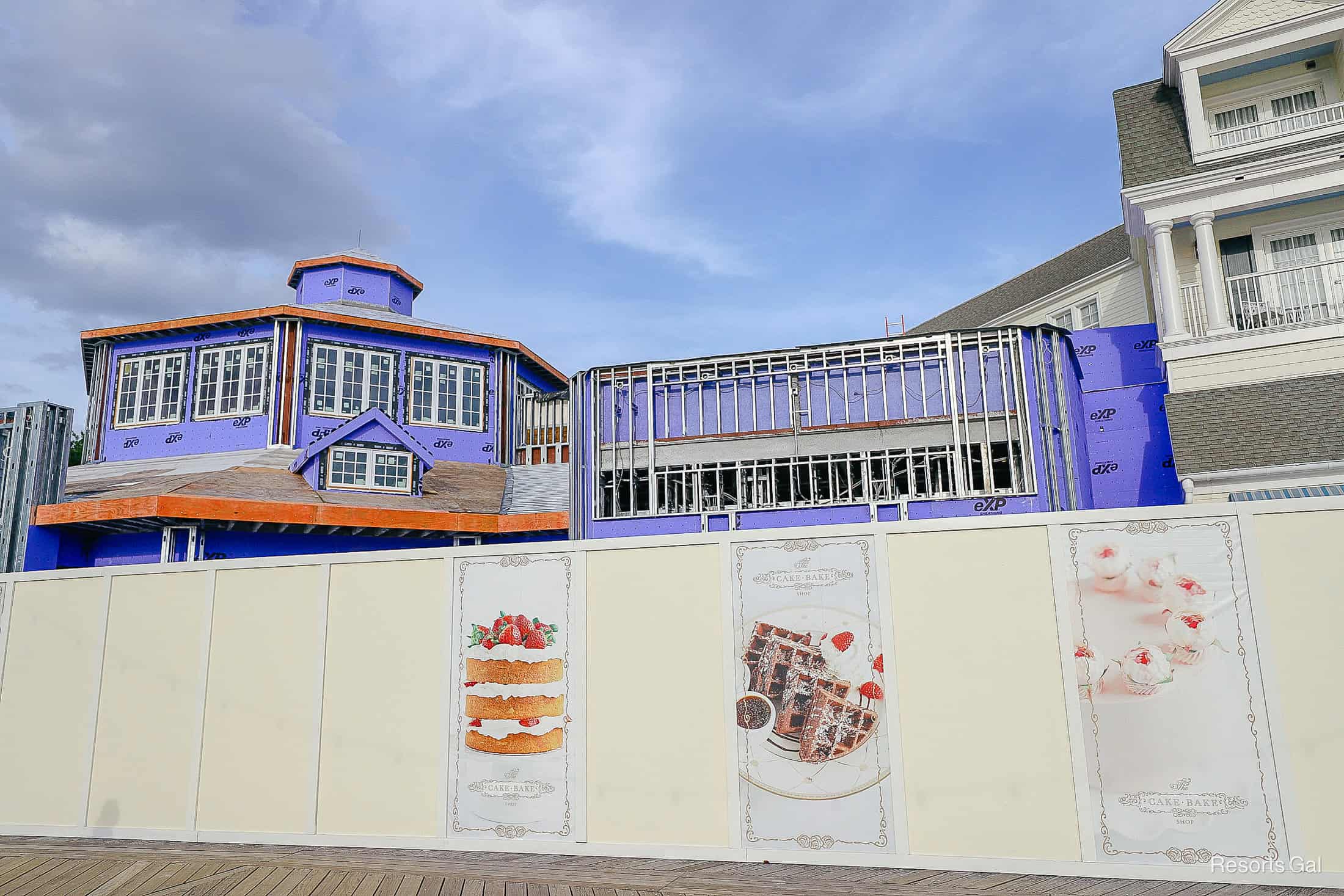 The side entrance is getting framed of the Cake Bake Shop at Disney's Boardwalk. 