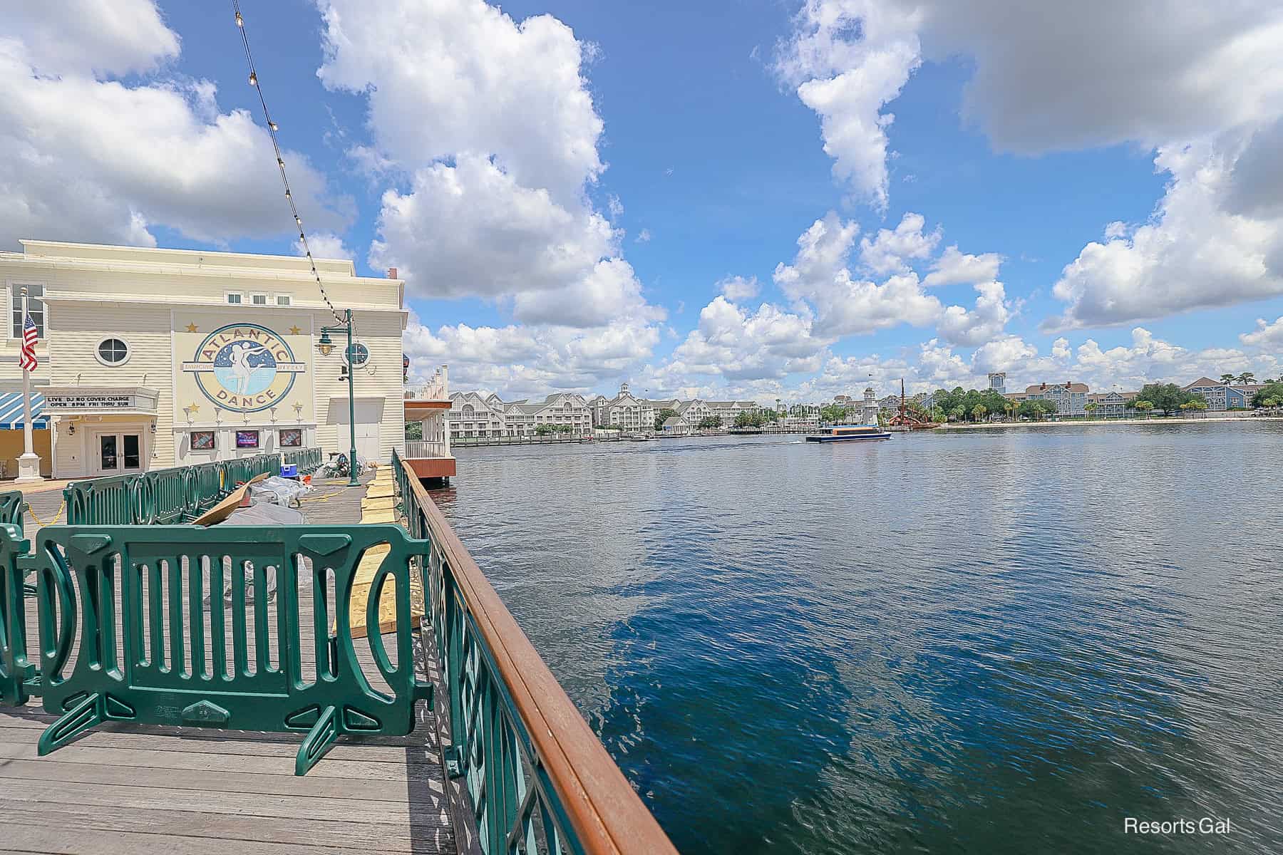 a view of the Yacht Club across the lake from the Boardwalk 
