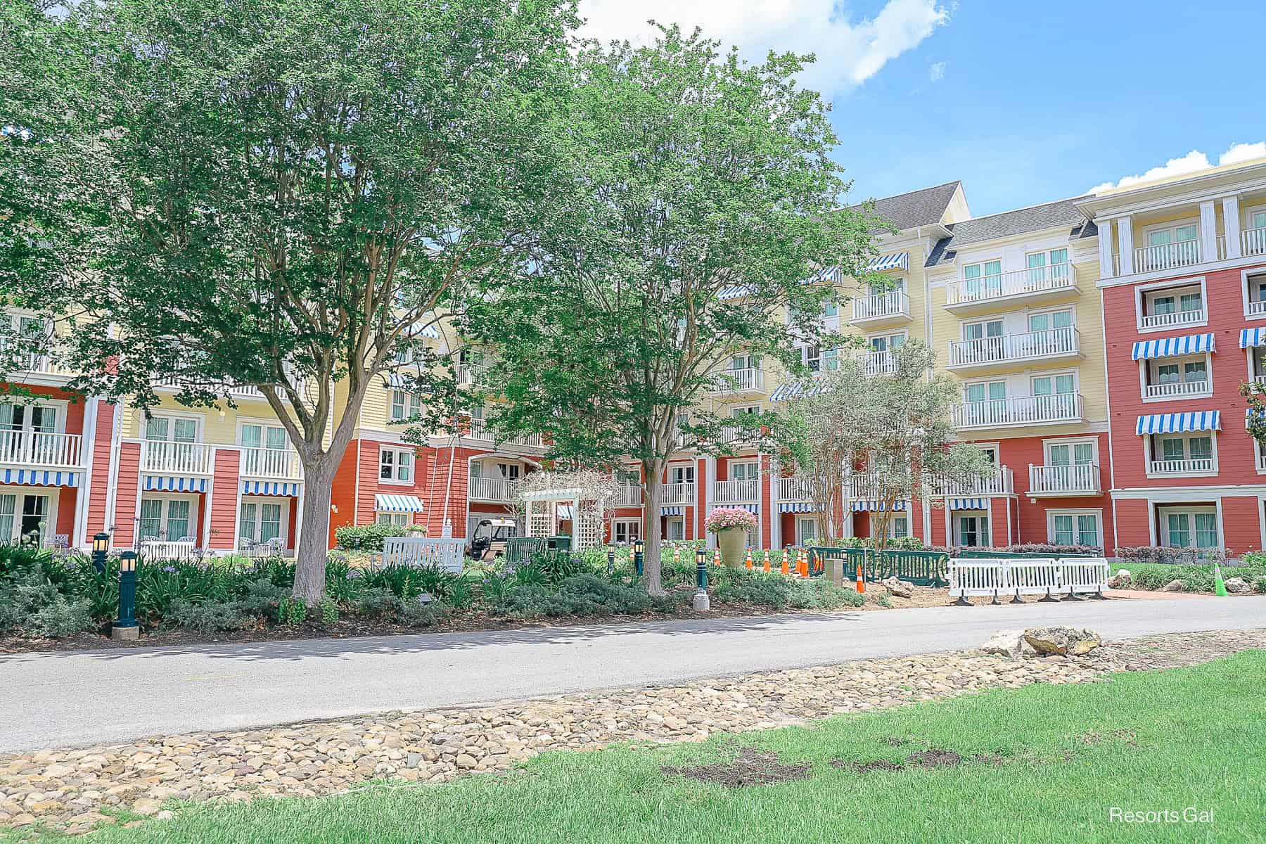 a scenic view of the Boardwalk Villas with construction in the distance 