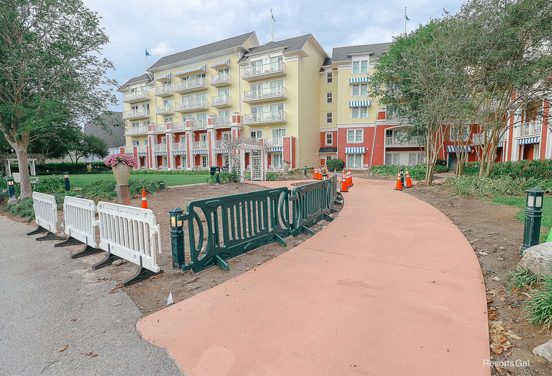 a freshly poured paved pathway 