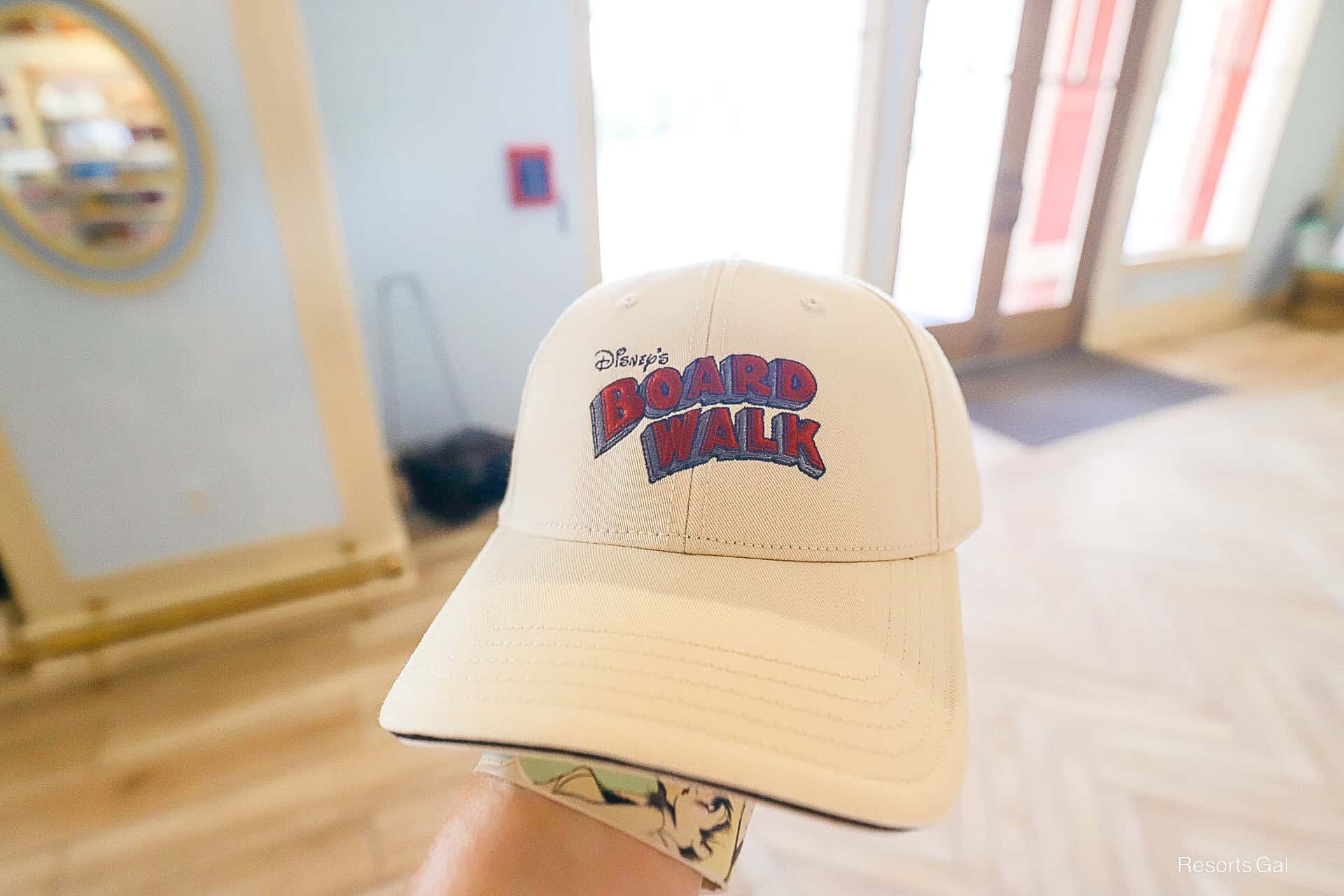 a ball cap with the Boardwalk's logo