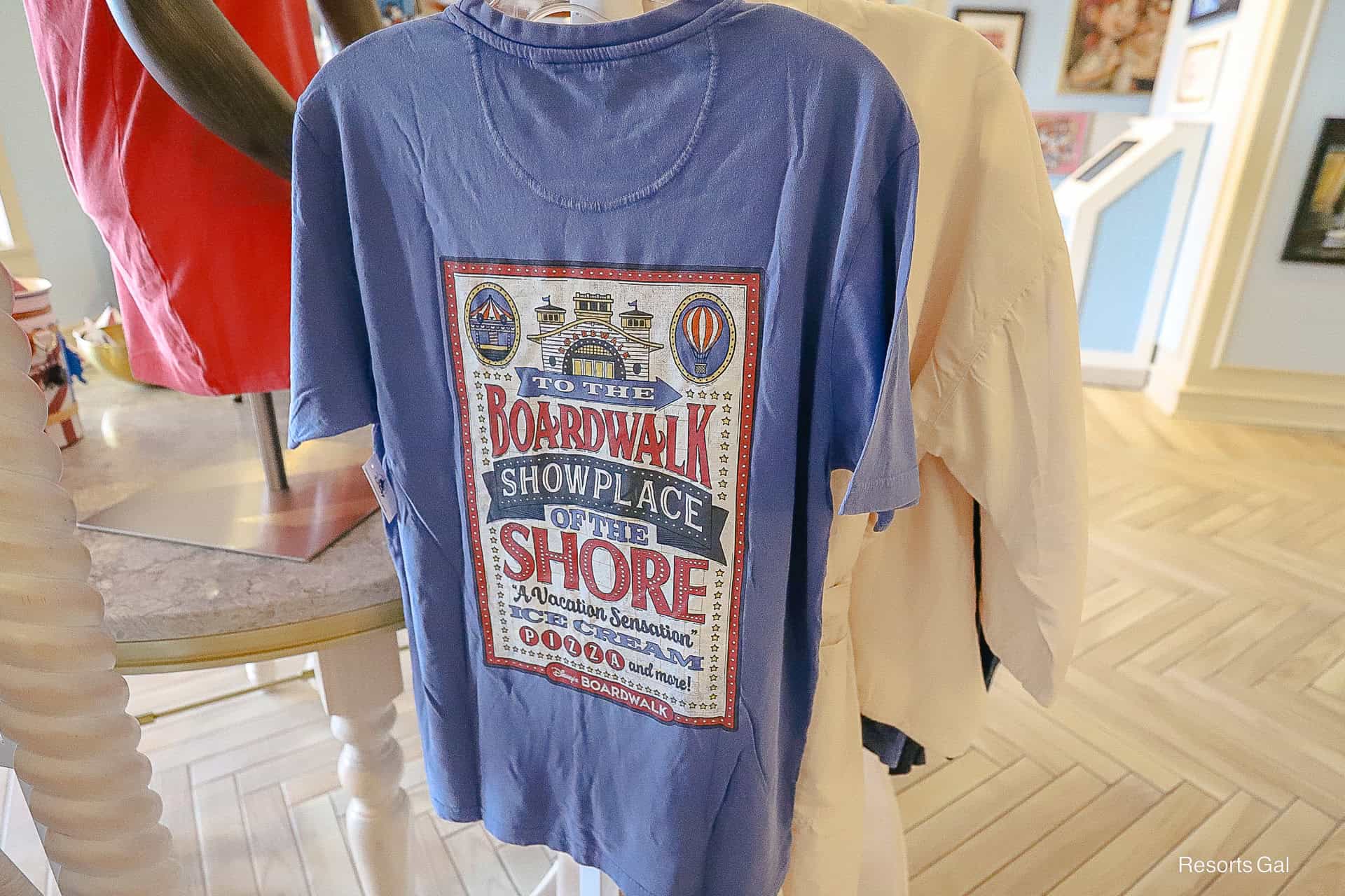 back side of the blue t-shirt with design