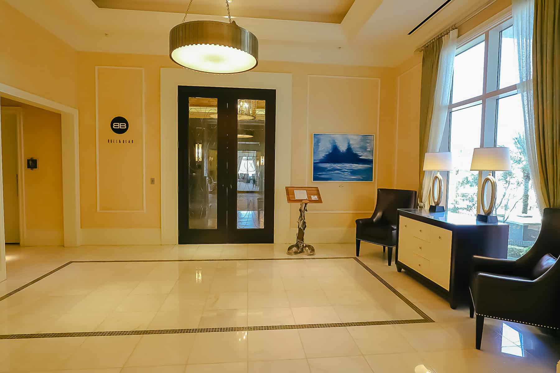 the entrance to Bull and Bear at the Waldorf Astoria