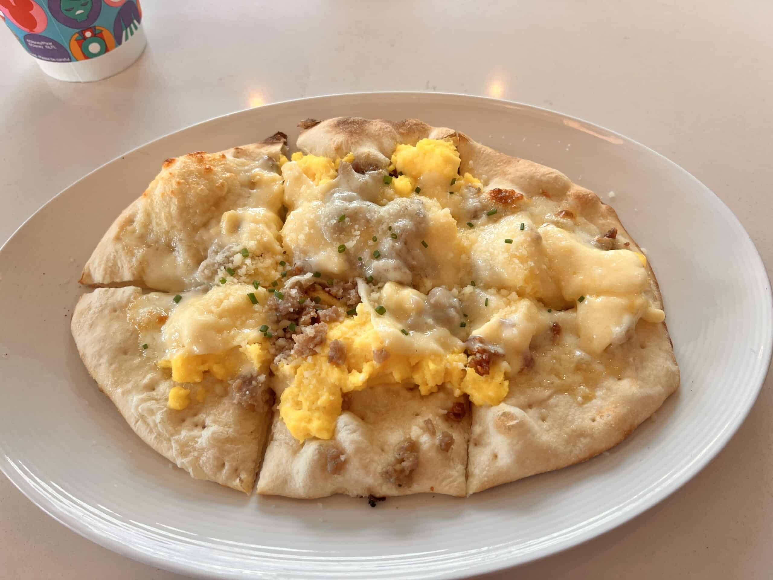 breakfast pizza from Primo Piatto 