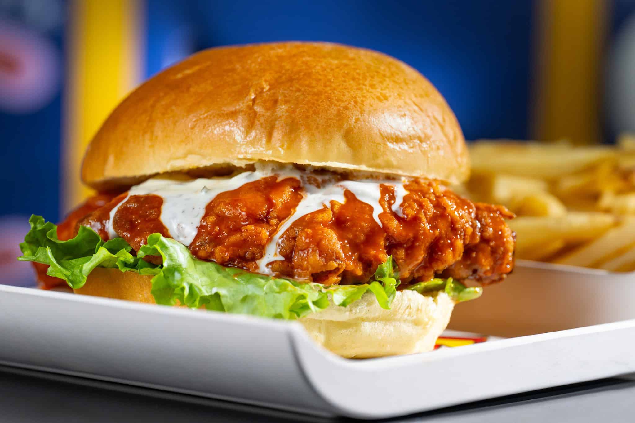 a fried chicken sandwich from Sci-Fi Drive-In Theater at Hollywood Studios 