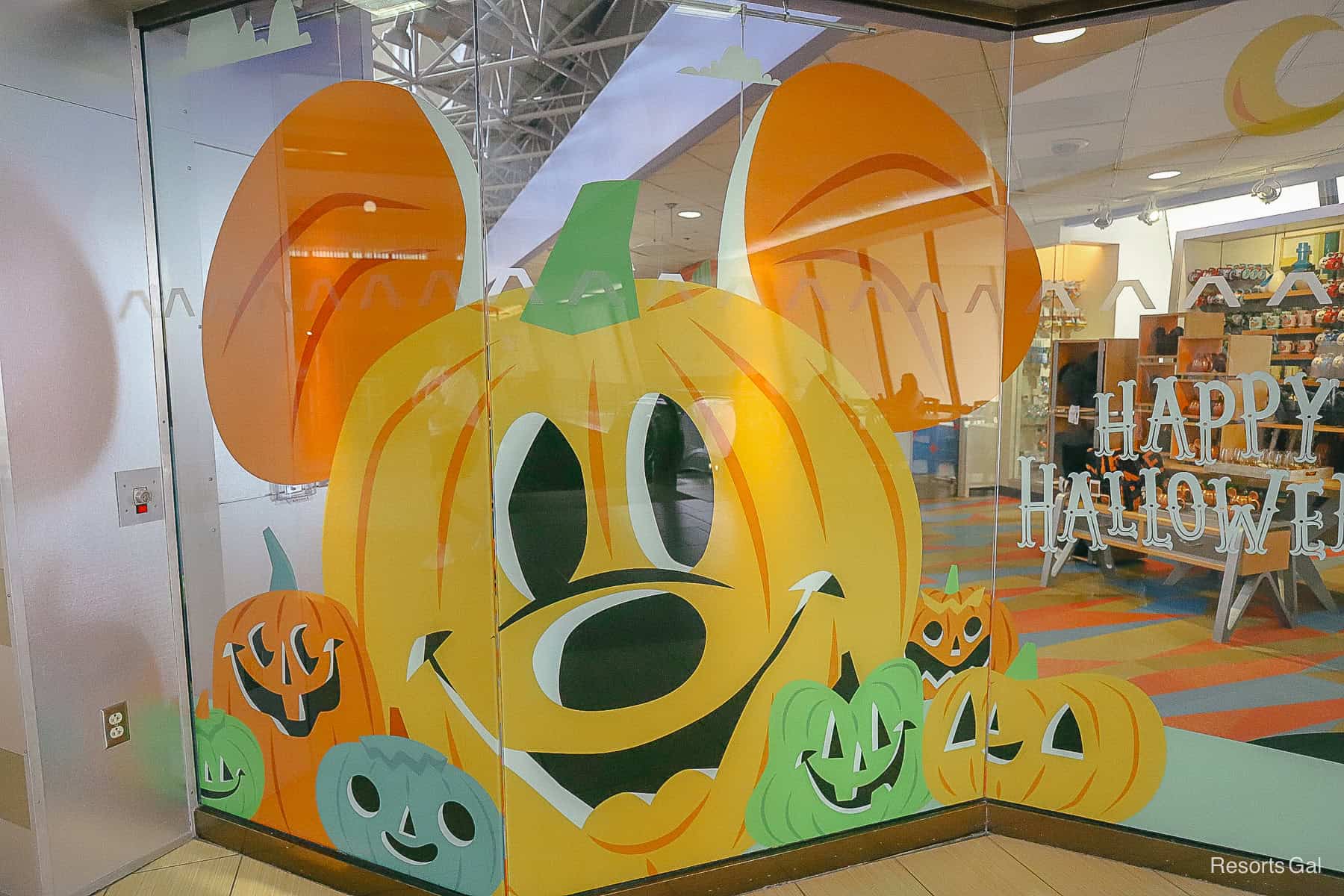 Mickey Mouse pumpkin window wraps Halloween 2025 Disney Contemporary gift shop