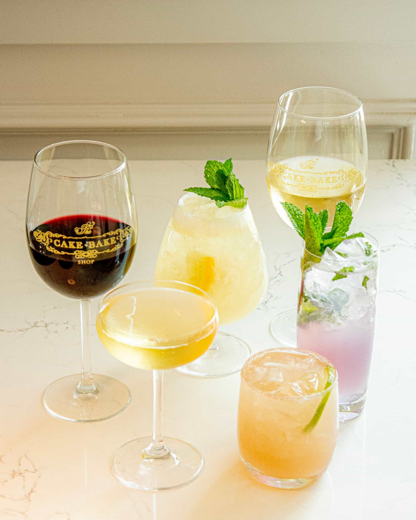signature cocktails at the Cake Bake Shop Social