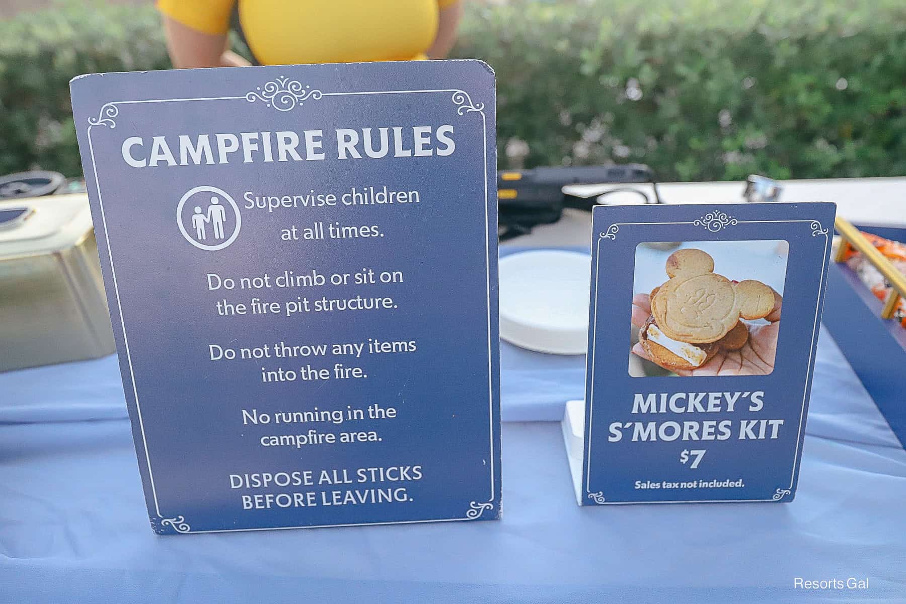 a sign advertising Mickey S'mores Kit at Disney's Riviera Resort