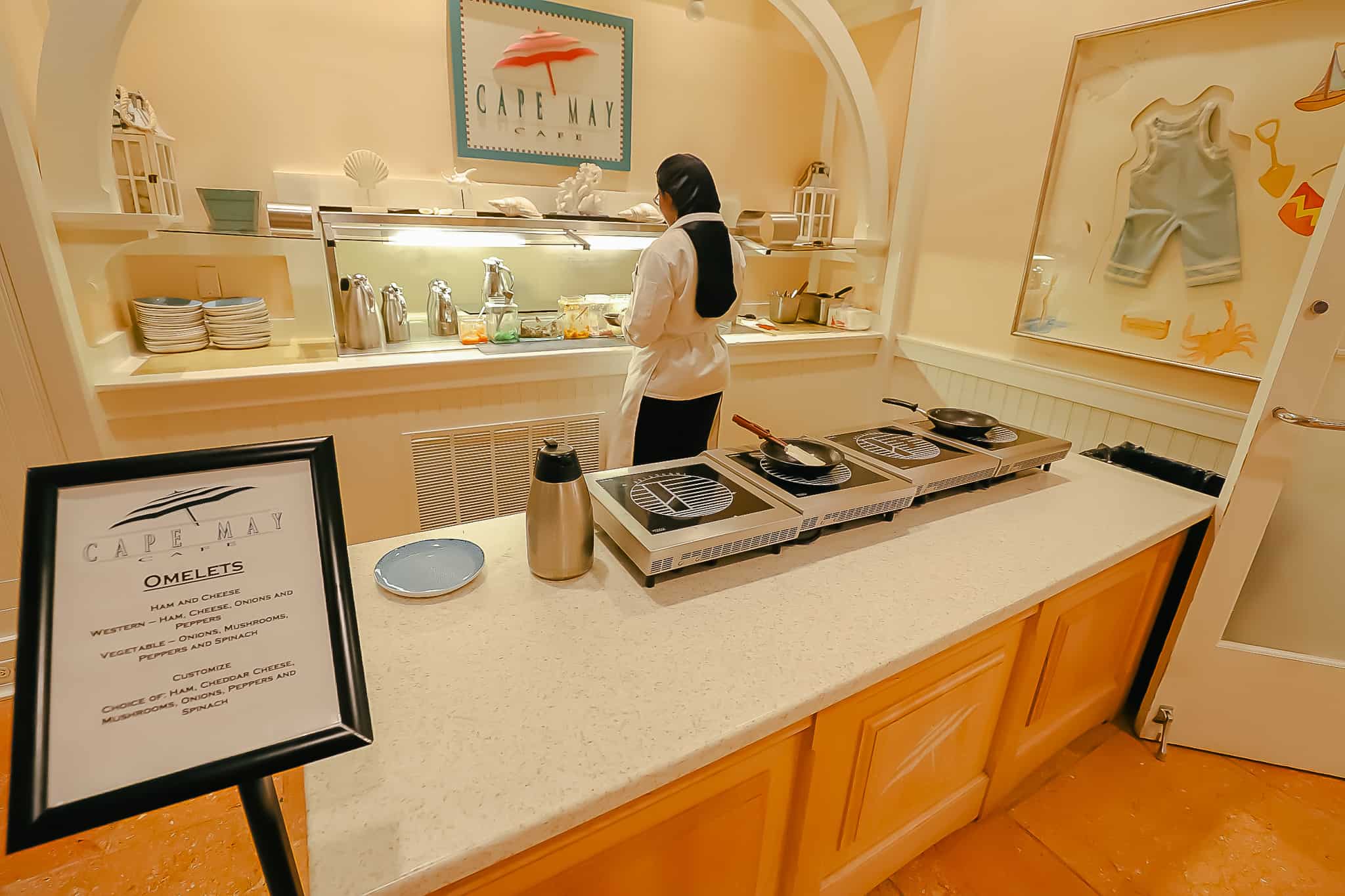 A station where a chef will prepare a custom omelette for guests 