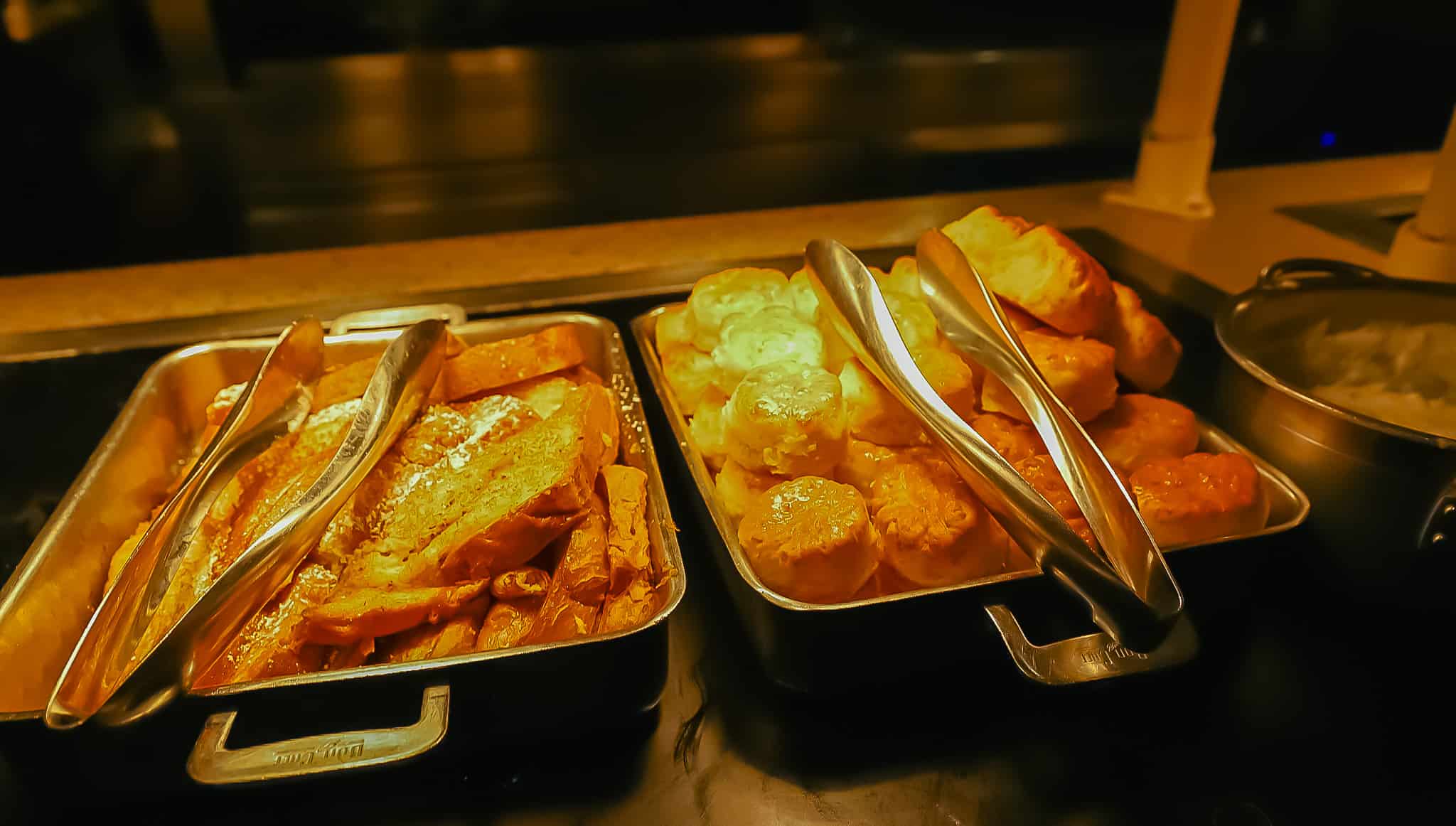 a closeup of French Toast and biscuits 