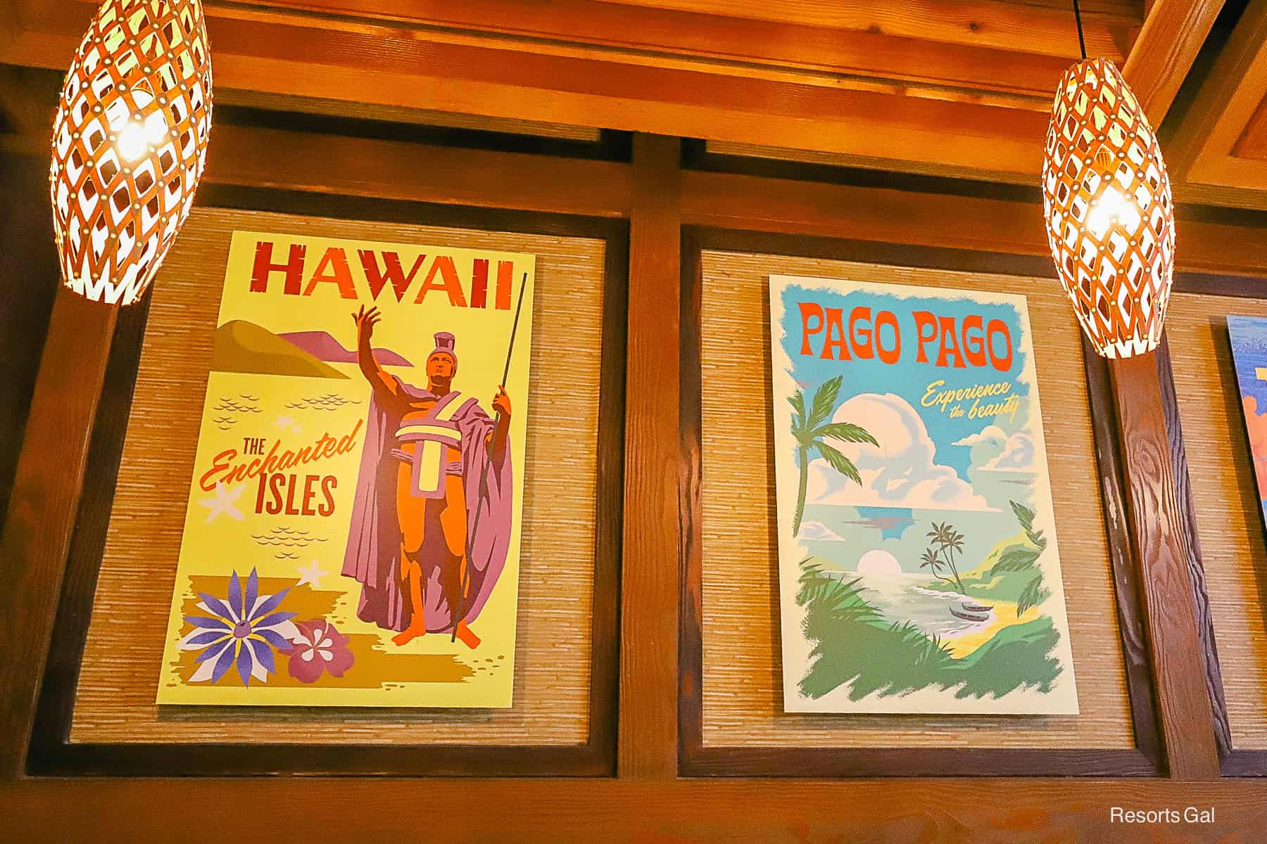 tropical decor and light fixtures at Capt. Cook's Quick Service