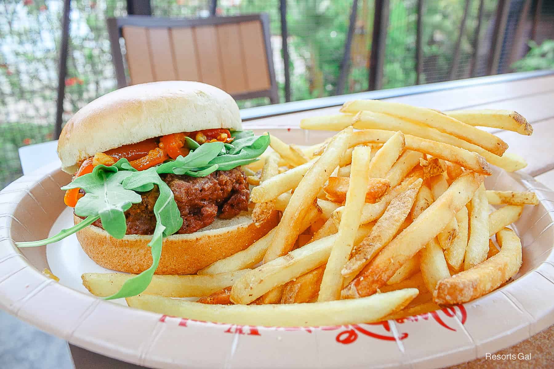 a roasted red pepper arugula burger from Capt. Cook's