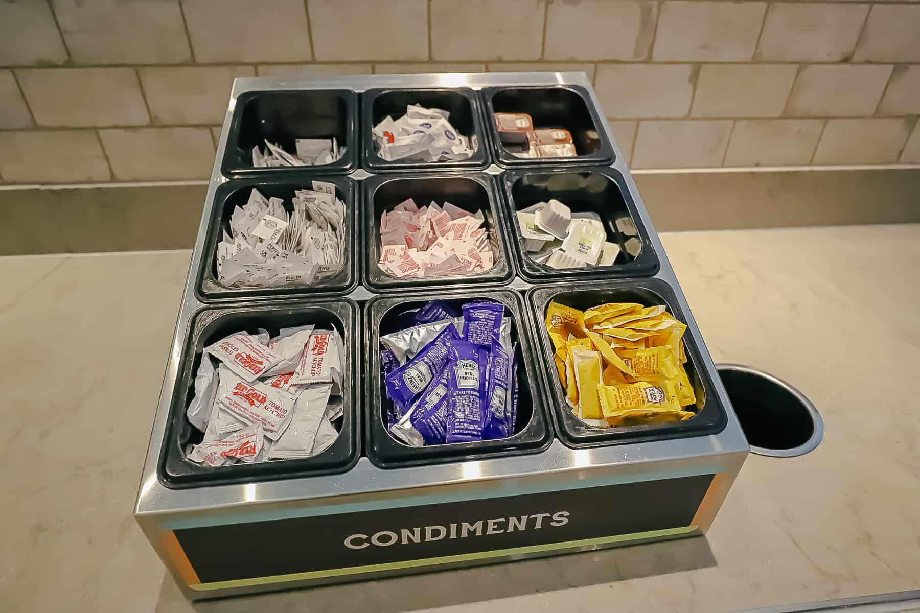 a box filled with condiments at Centertown Market 