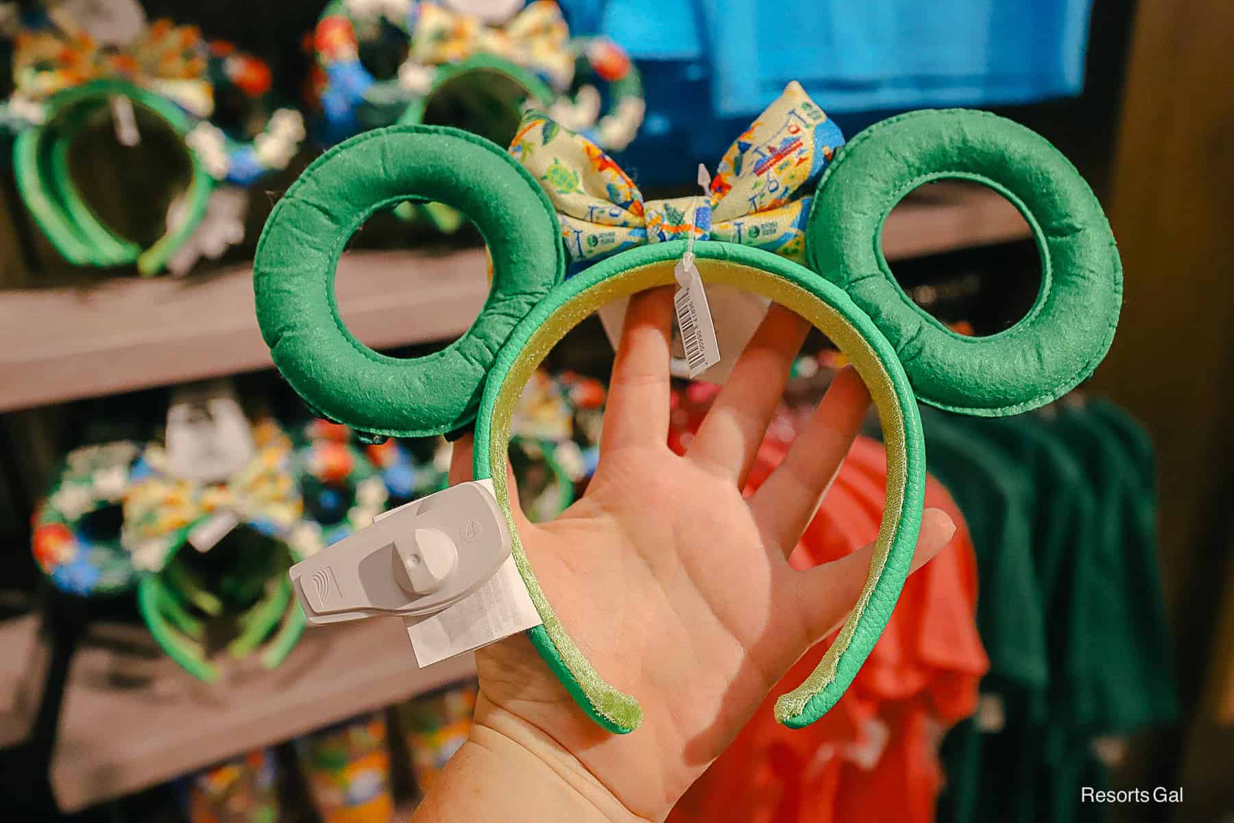 solid green back of the Caribbean Beach Resort Ears 