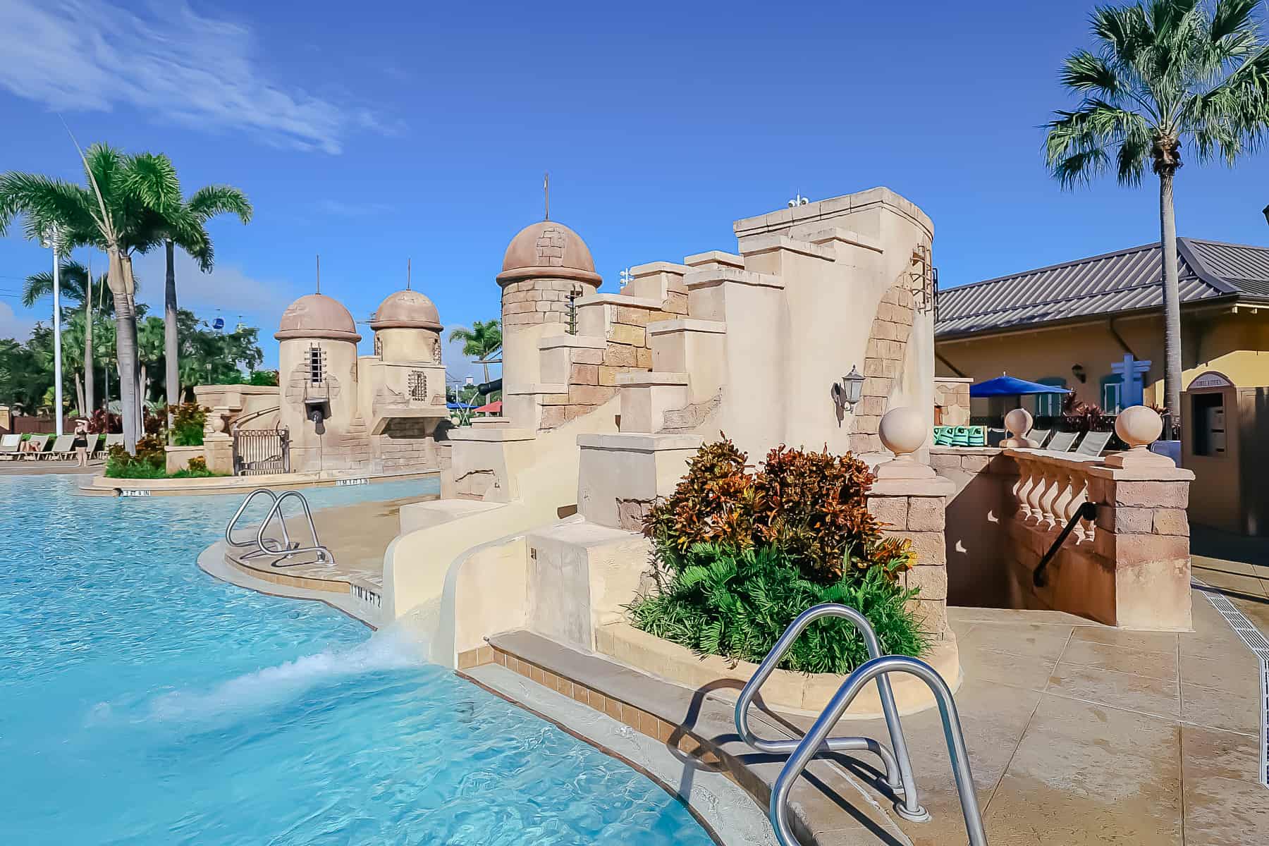 a water slide at the pool at Caribbean Beach 