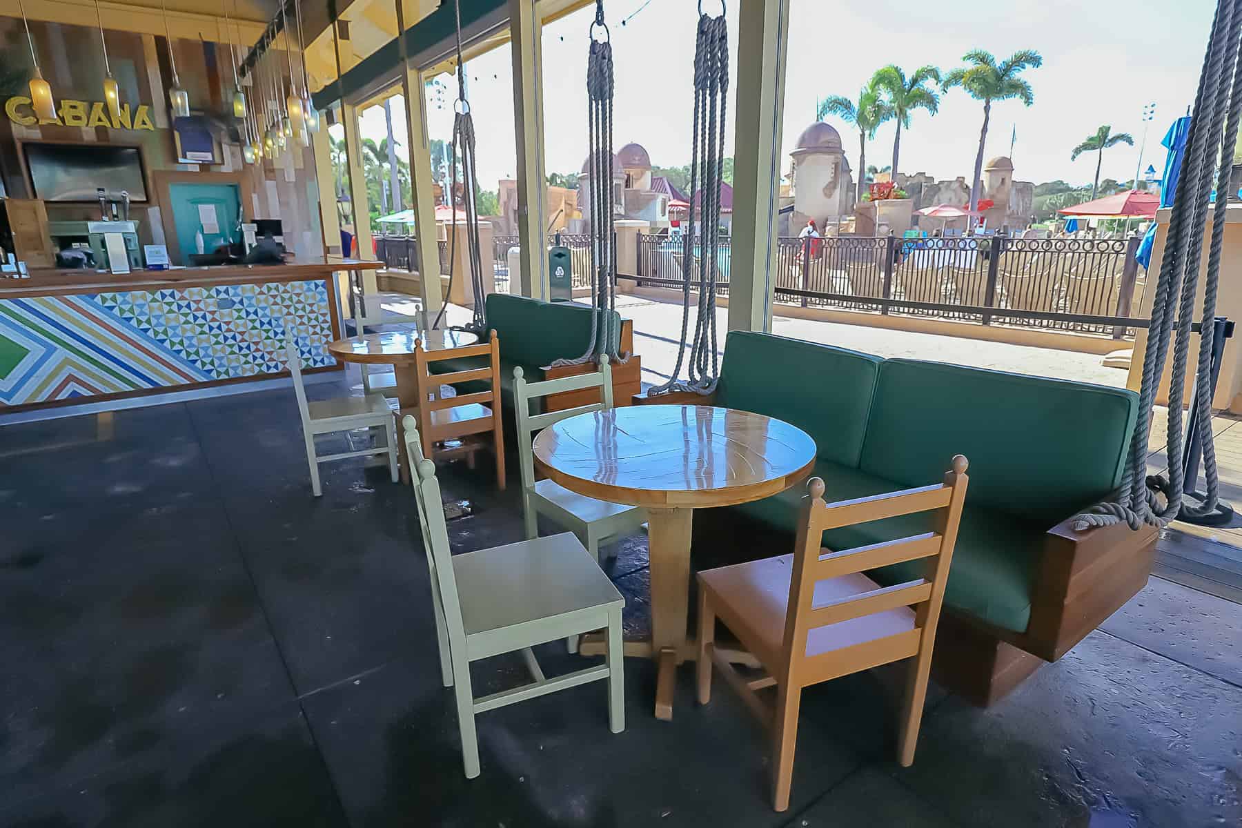 Seating area at the Banana Cabana Bar at Disney's Caribbean Beach 