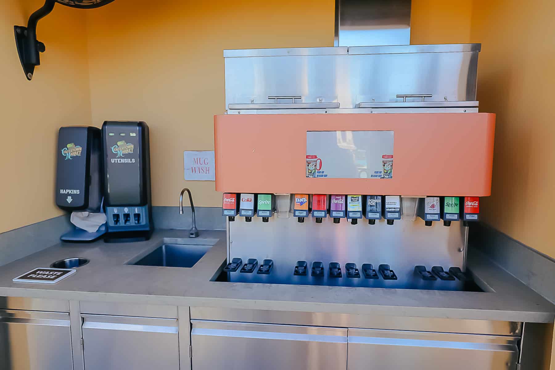 beverage refill station at the pool at Disney's Caribbean Beach