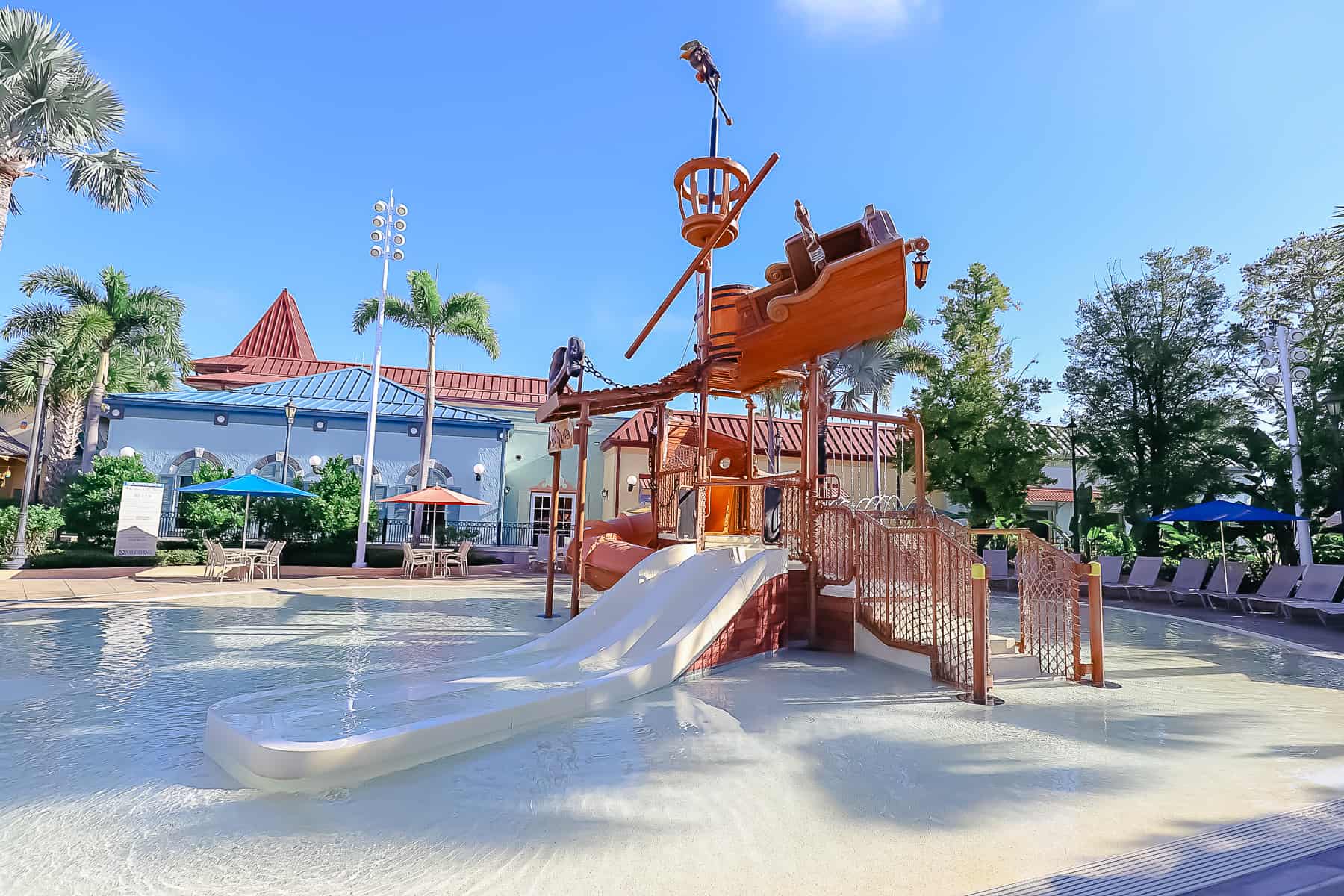 the aquatic play area at Caribbean Beach Resort 