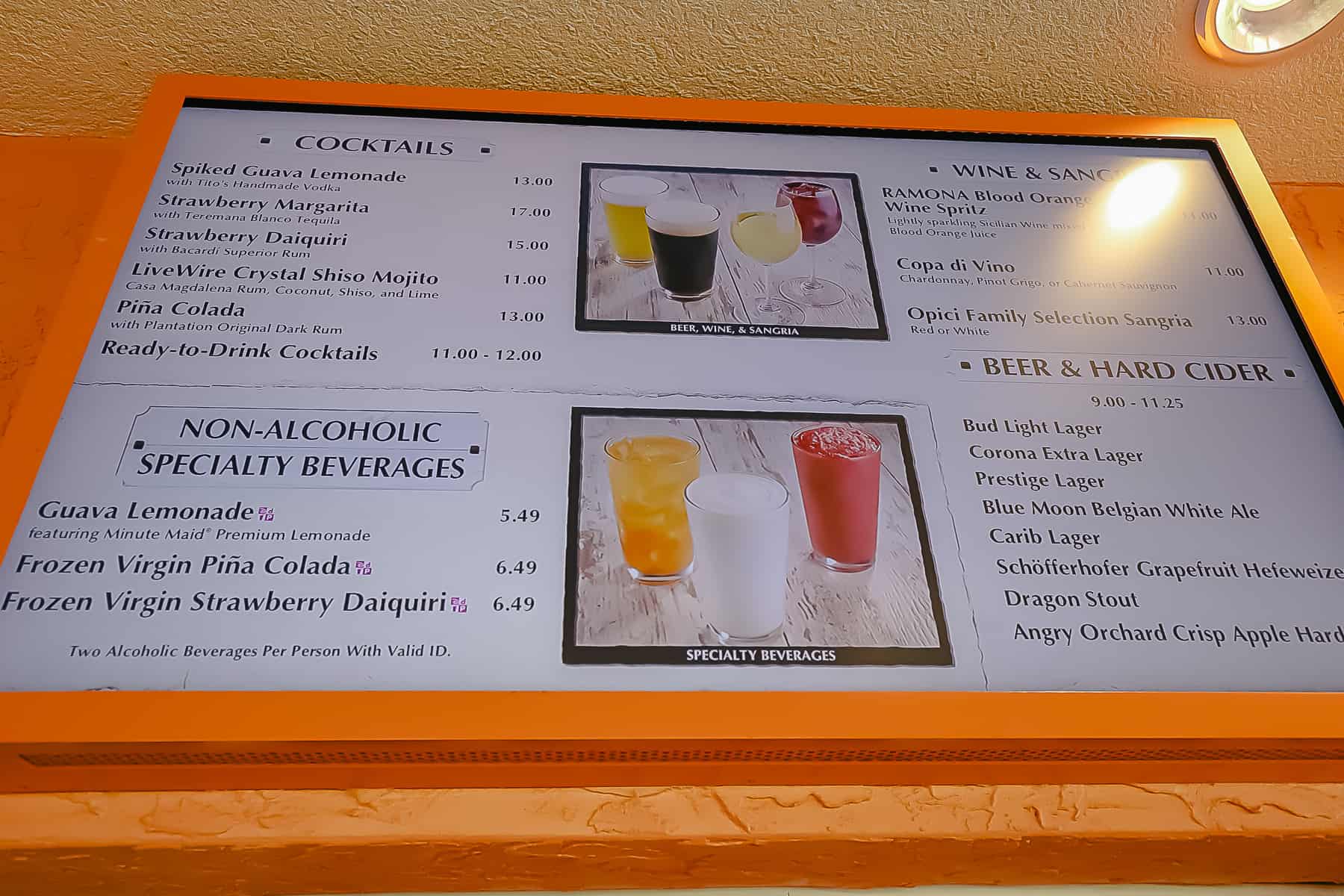 Cocktail menu 