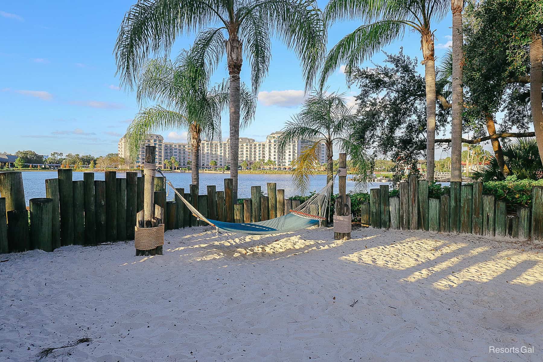 a hammock on a sand area on Caribbean Cay