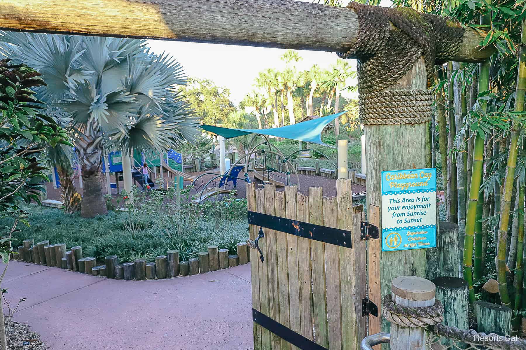 the entrance to Caribbean Beach's playground