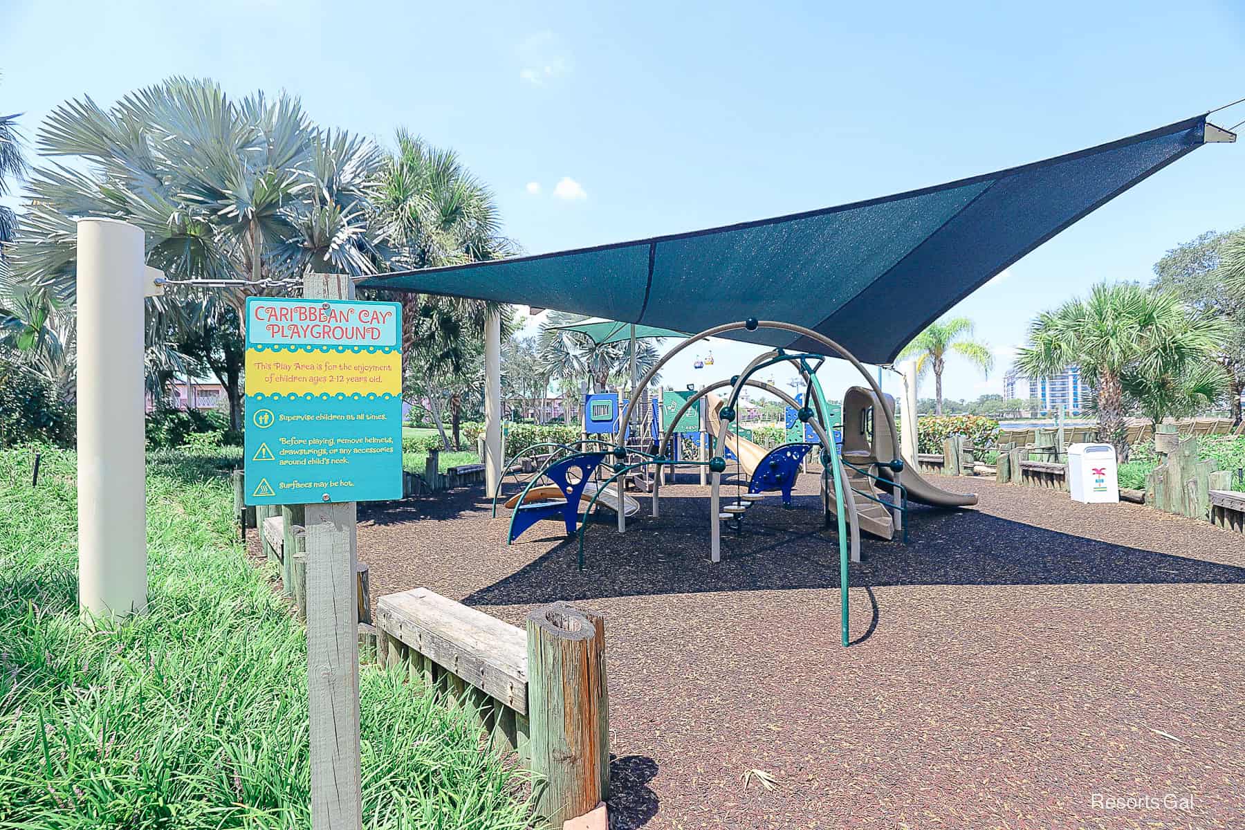 the Caribbean Cay playground sign with ages