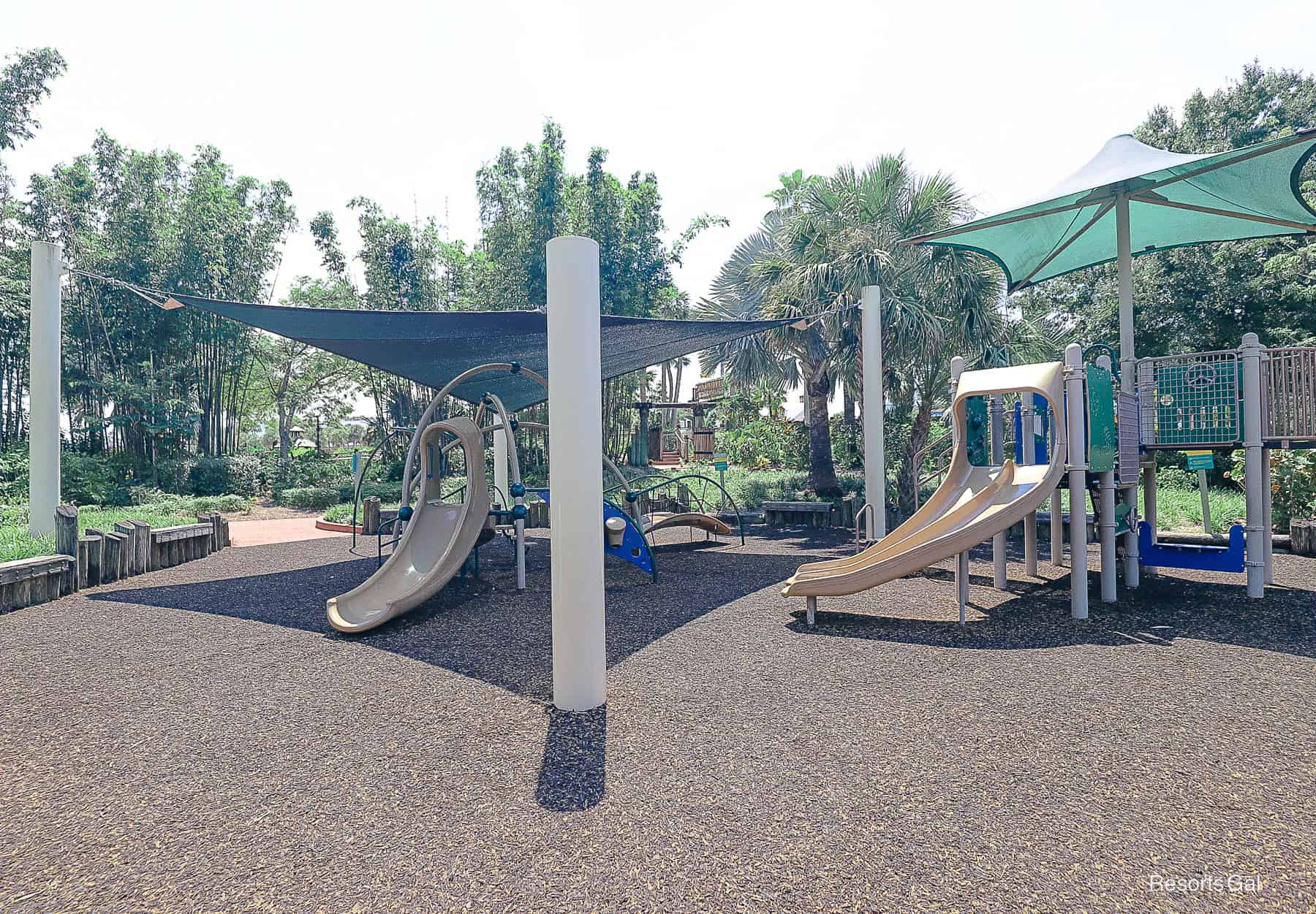 shaded structures over the Caribbean Beach playground