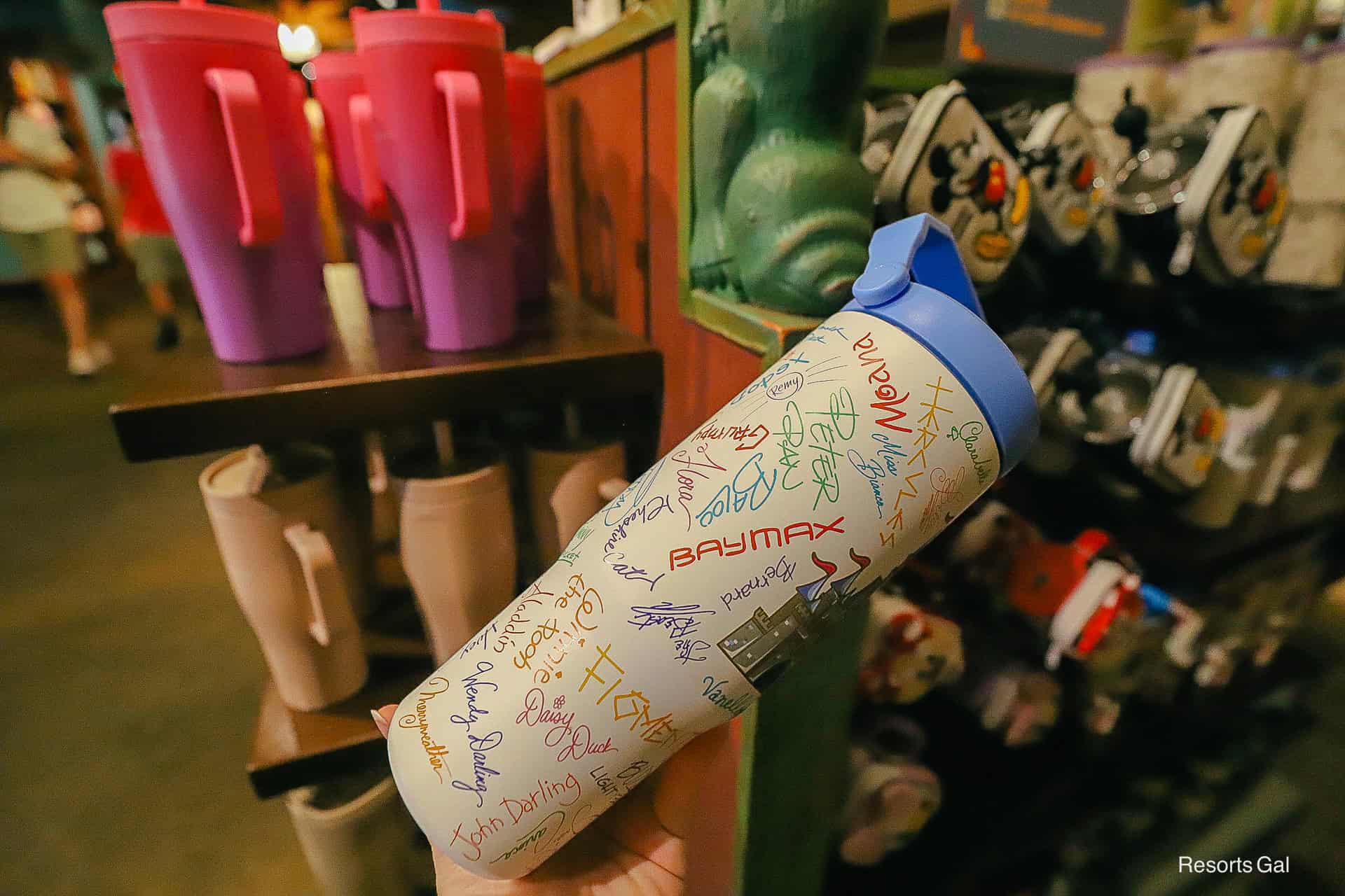 Disney World characters signatures on a tumbler