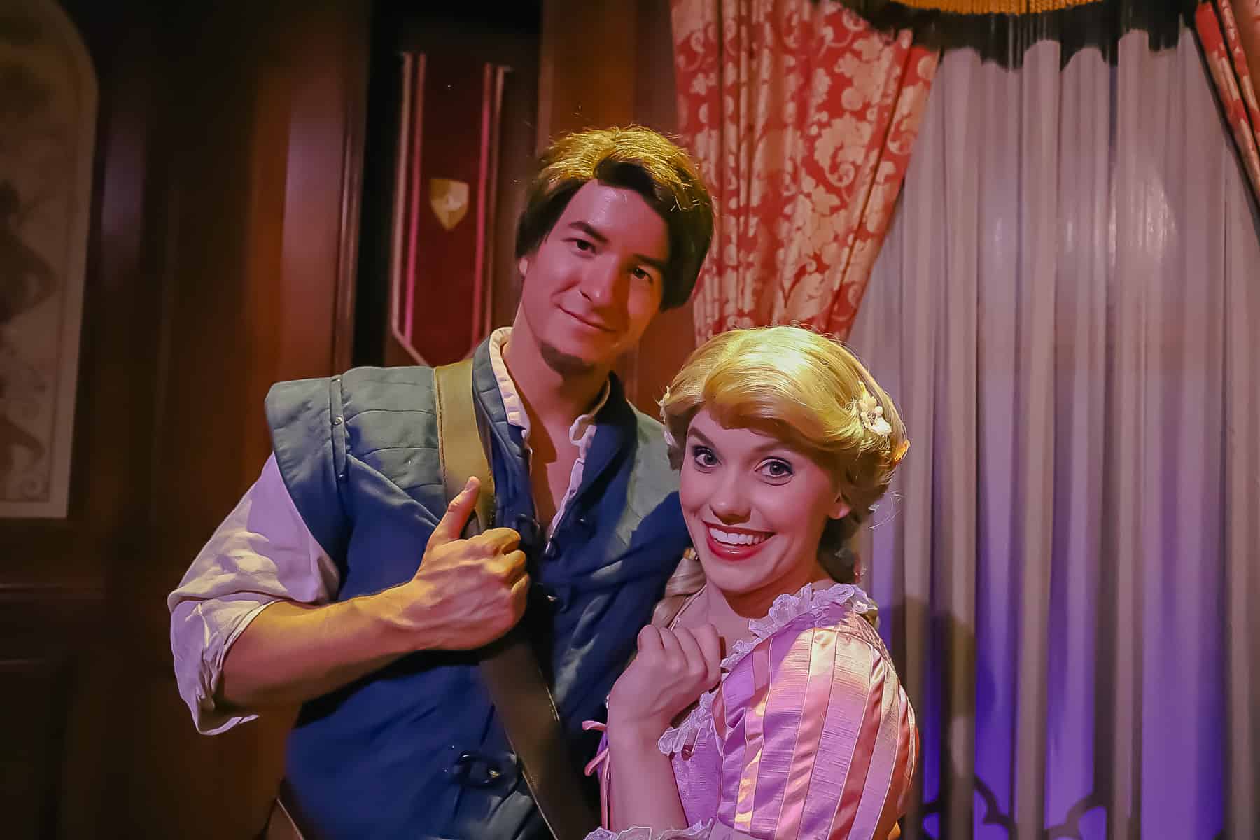 Rapunzel and Flynn Rider at Mickey's Very Merry Christmas Party. 