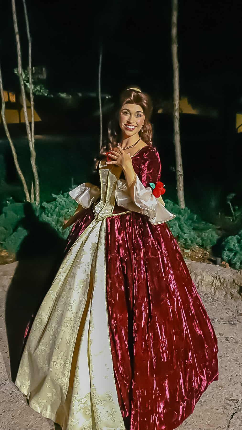 Belle in her red holiday gown. 