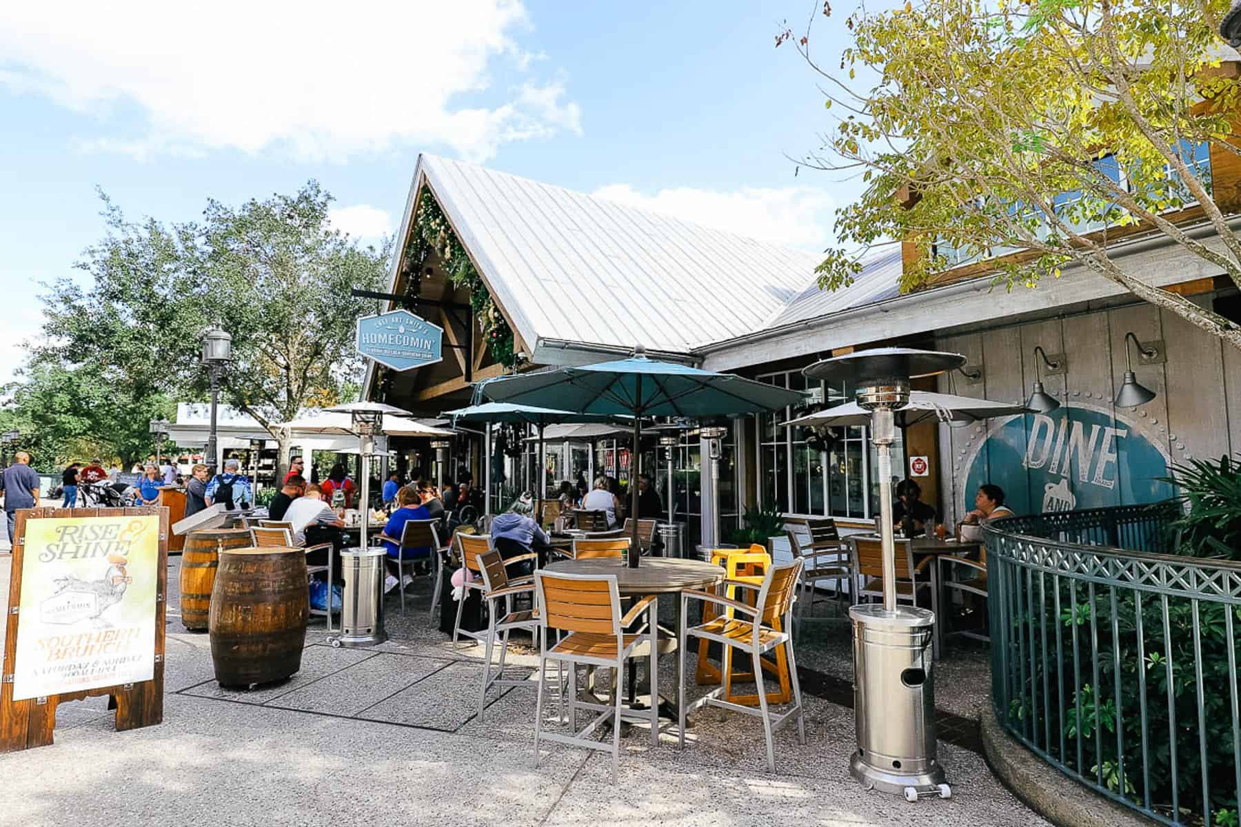 Outdoor patio where guests can dine. 