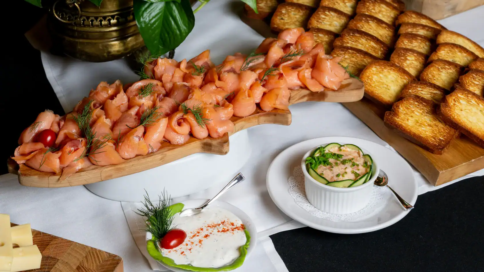 a platter with smoked salmon and accompaniments for the Epcot Food and Wine special Parisian breakfast