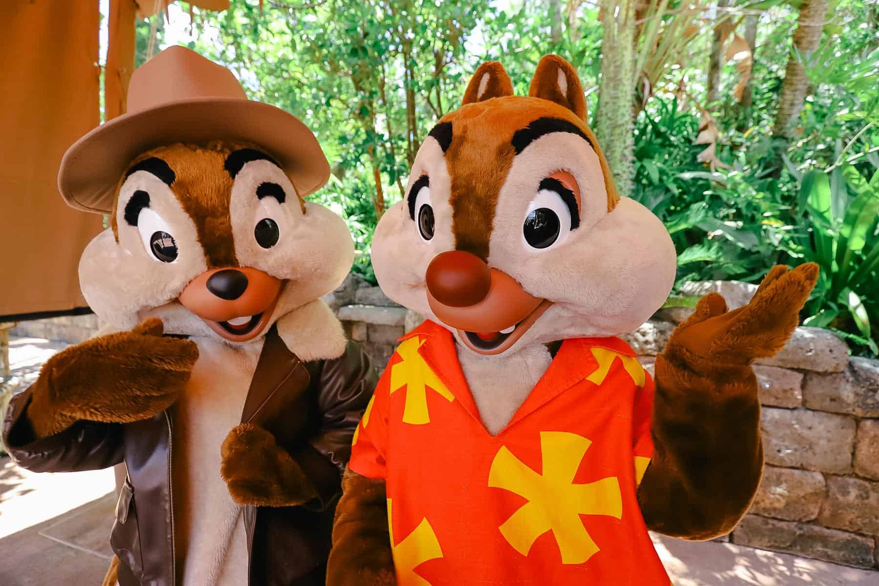 Chip and Dale wearing Rescue Rangers costumes. 