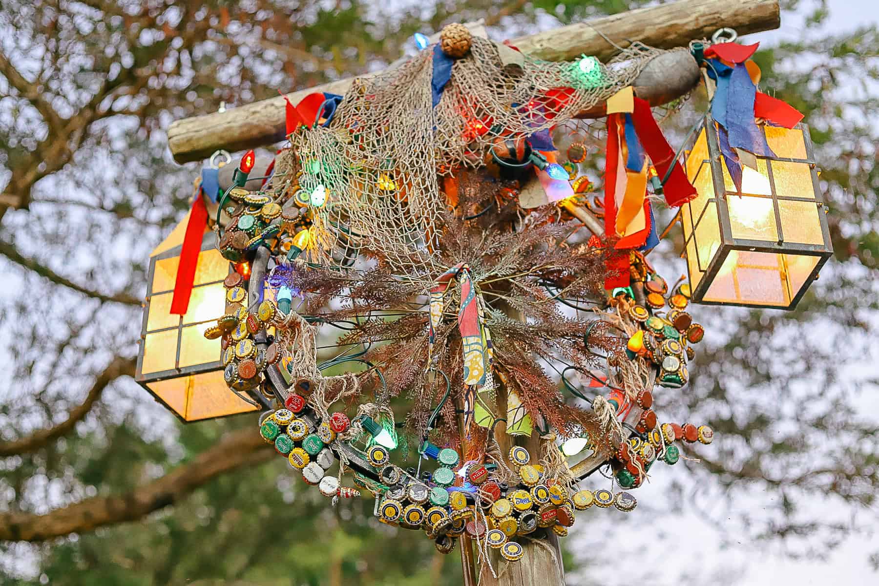 a festive wreath in the Africa section of Disney's Animal Kingdom
