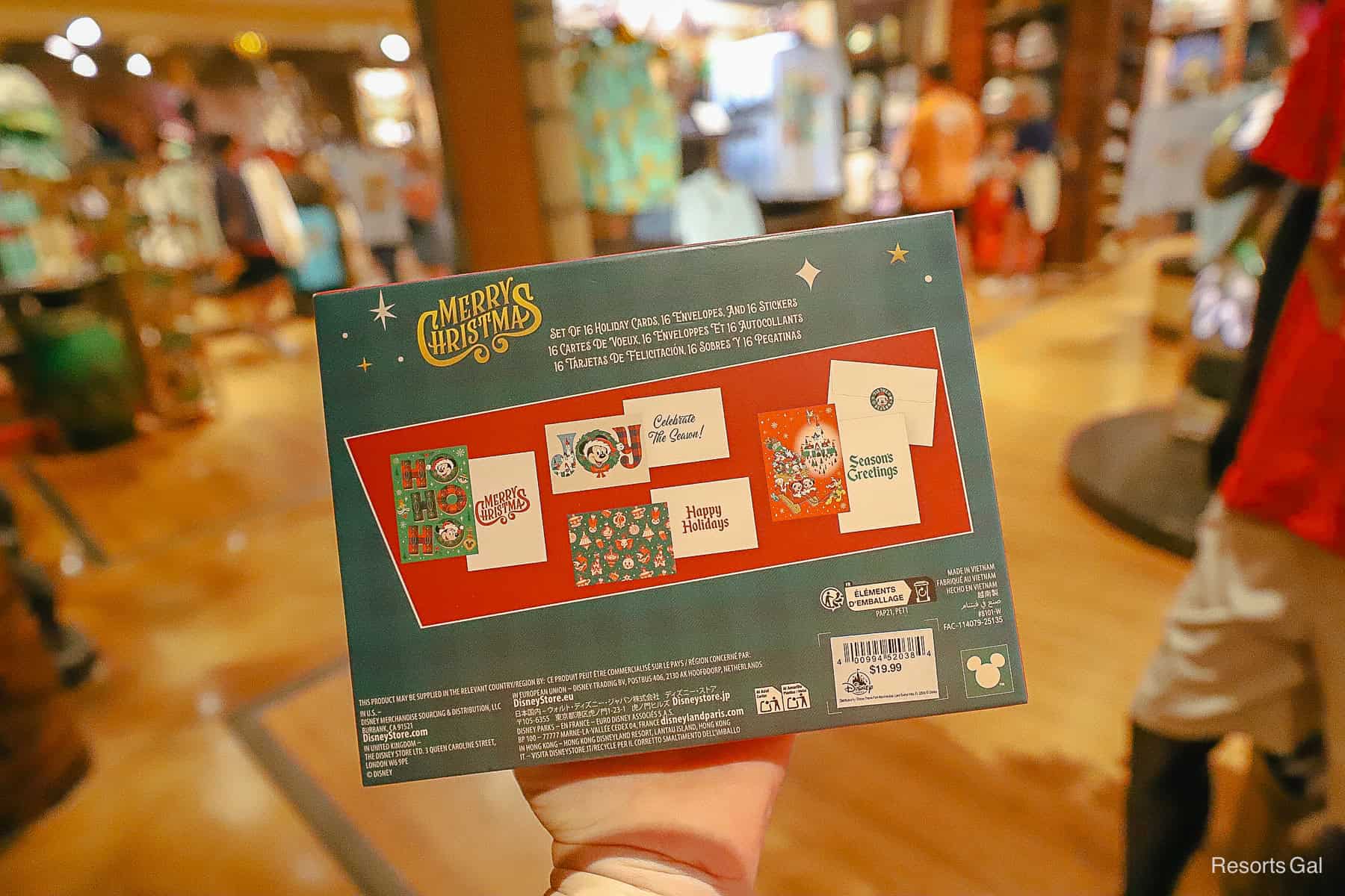 the back shows the designs of the various cards in the set 