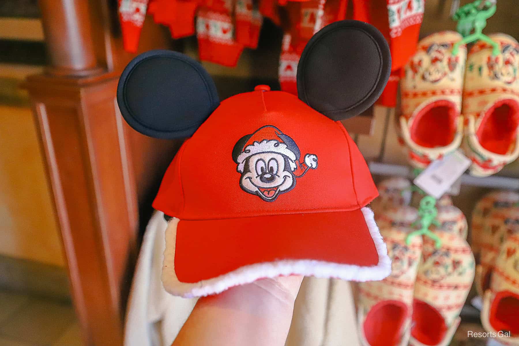 a Mickey Mouse youth hat in red with black ears 