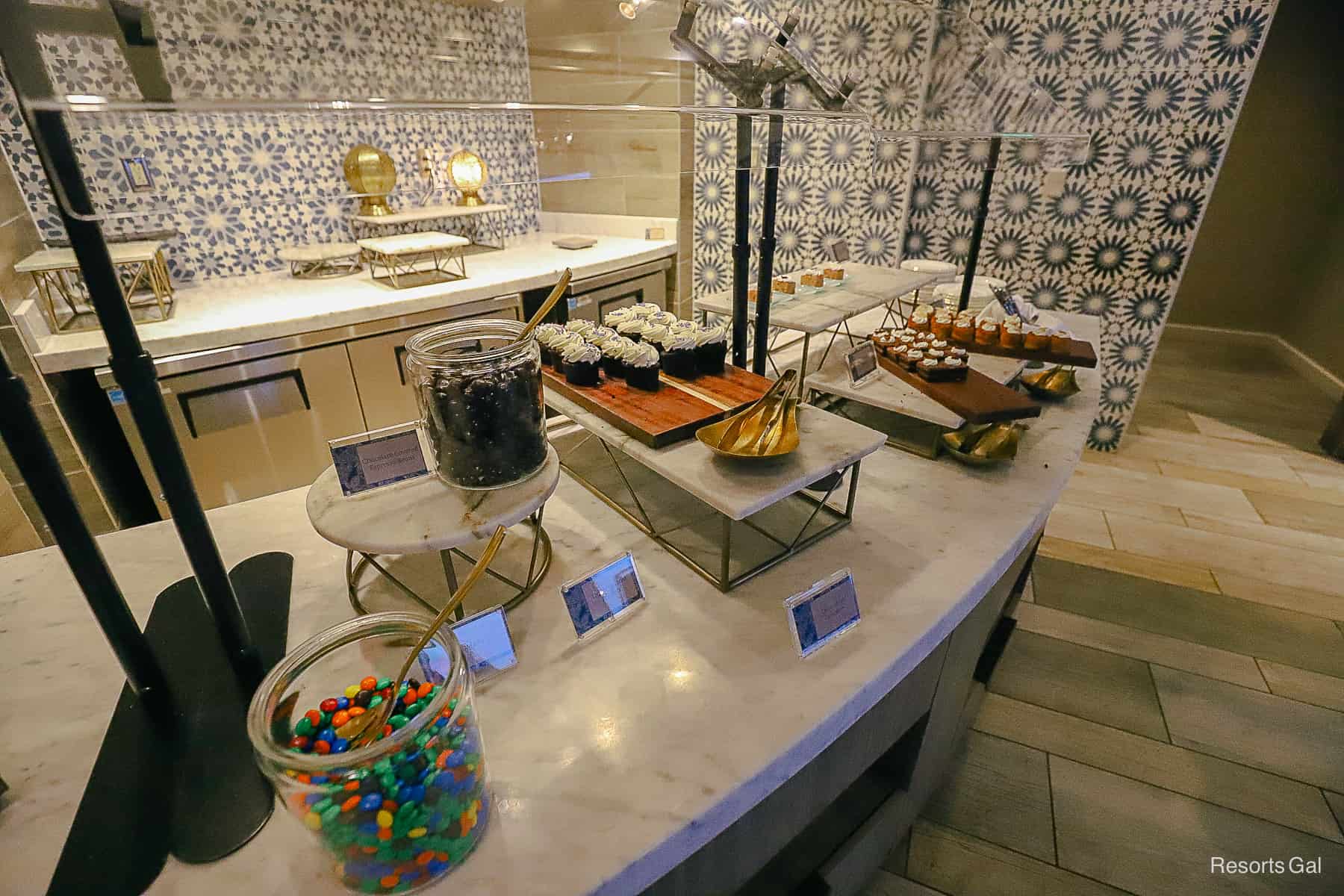 a spread of desserts during cocktail hour