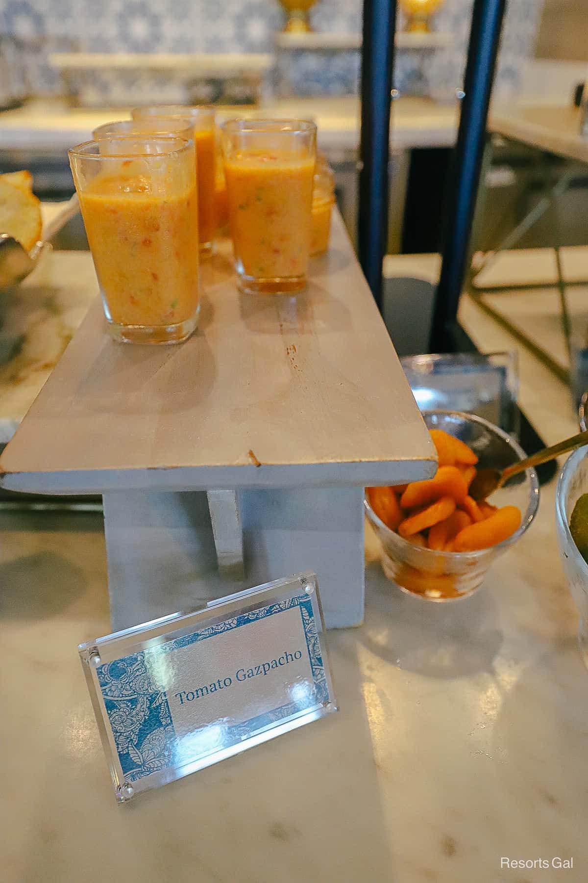 a tomato gazpacho in small individual servings 