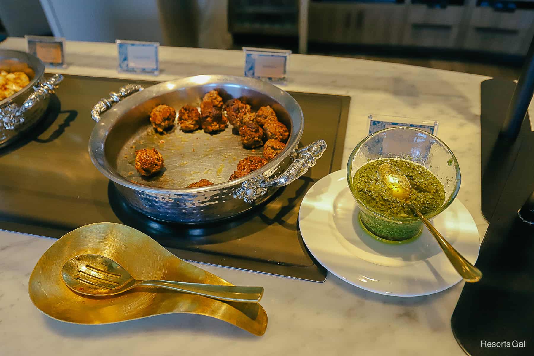 meatballs with a side of pesto 