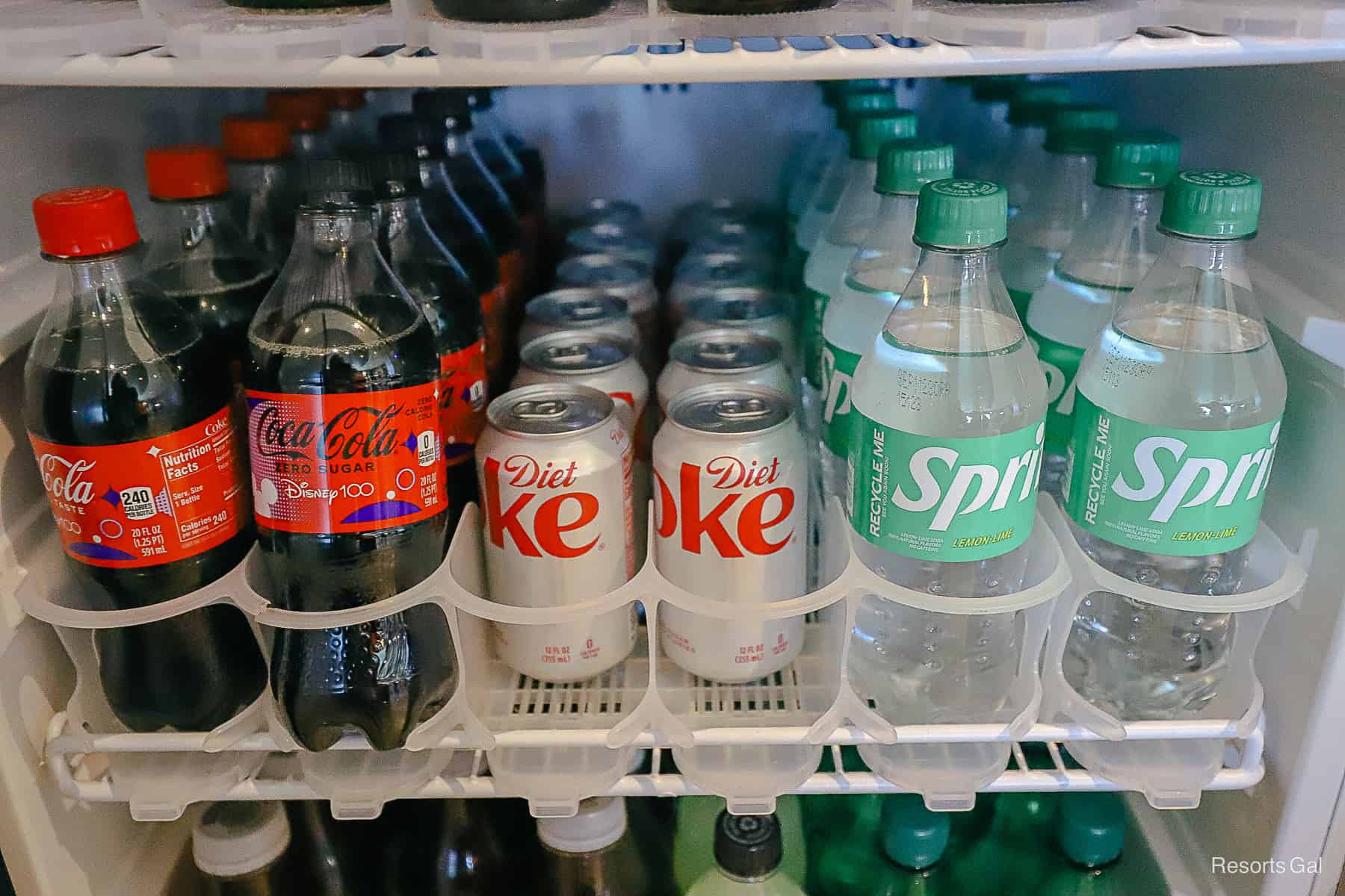 Soda selection: Coca-Cola Coke Zero, Diet Coke, Sprite 