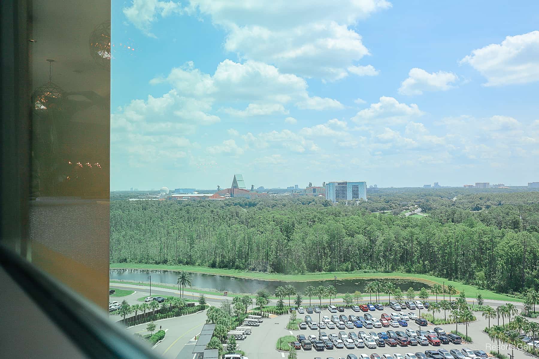 a view of the Swan Reserve and Swan and Dolphin Hotels from the Chronos Club Lounge 