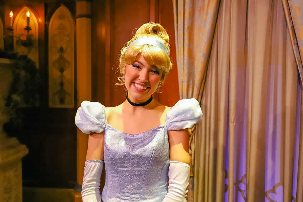 Cinderella smiles with head tilted. 