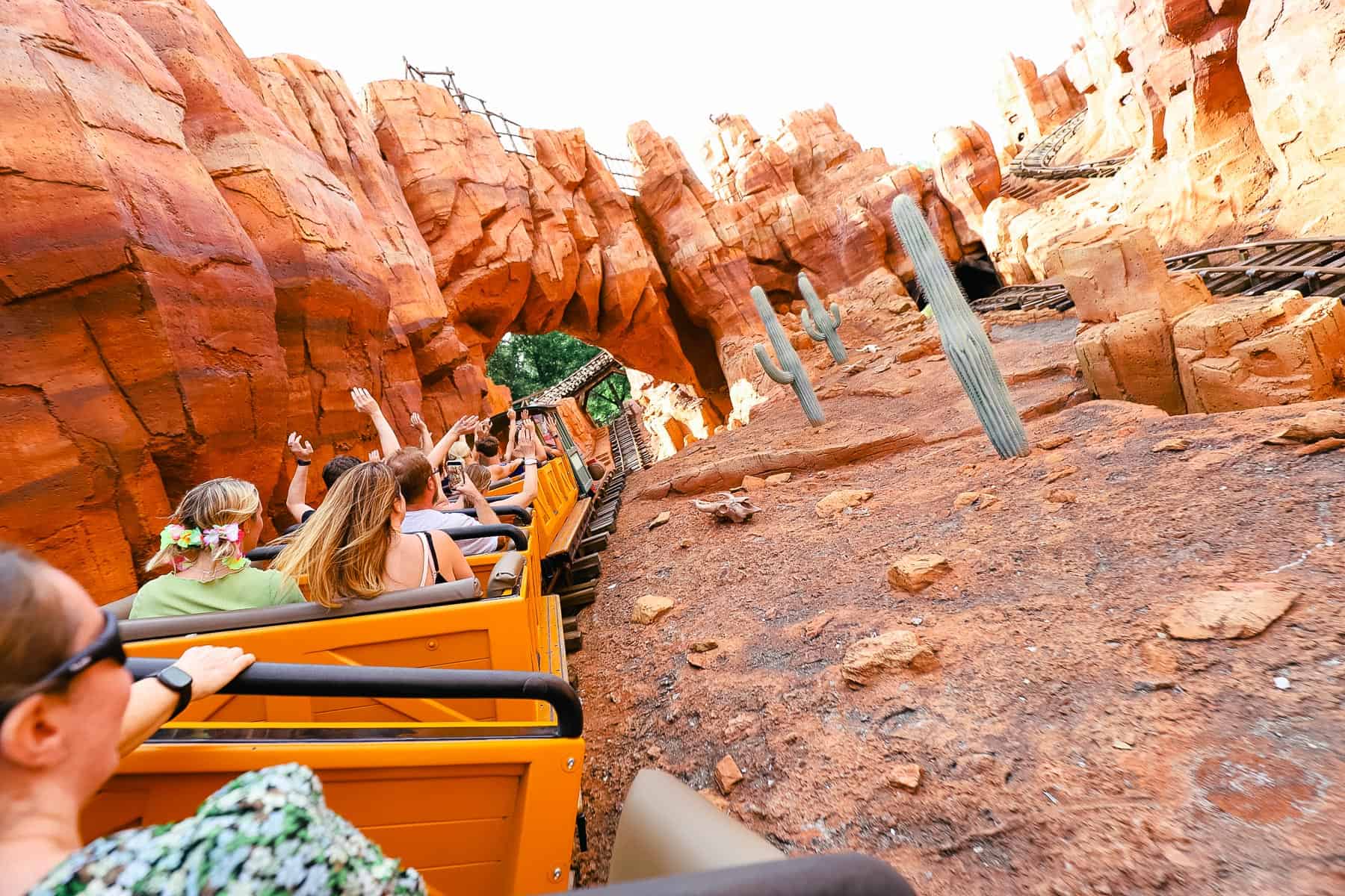 The rugged terrain of the roller coaster. 