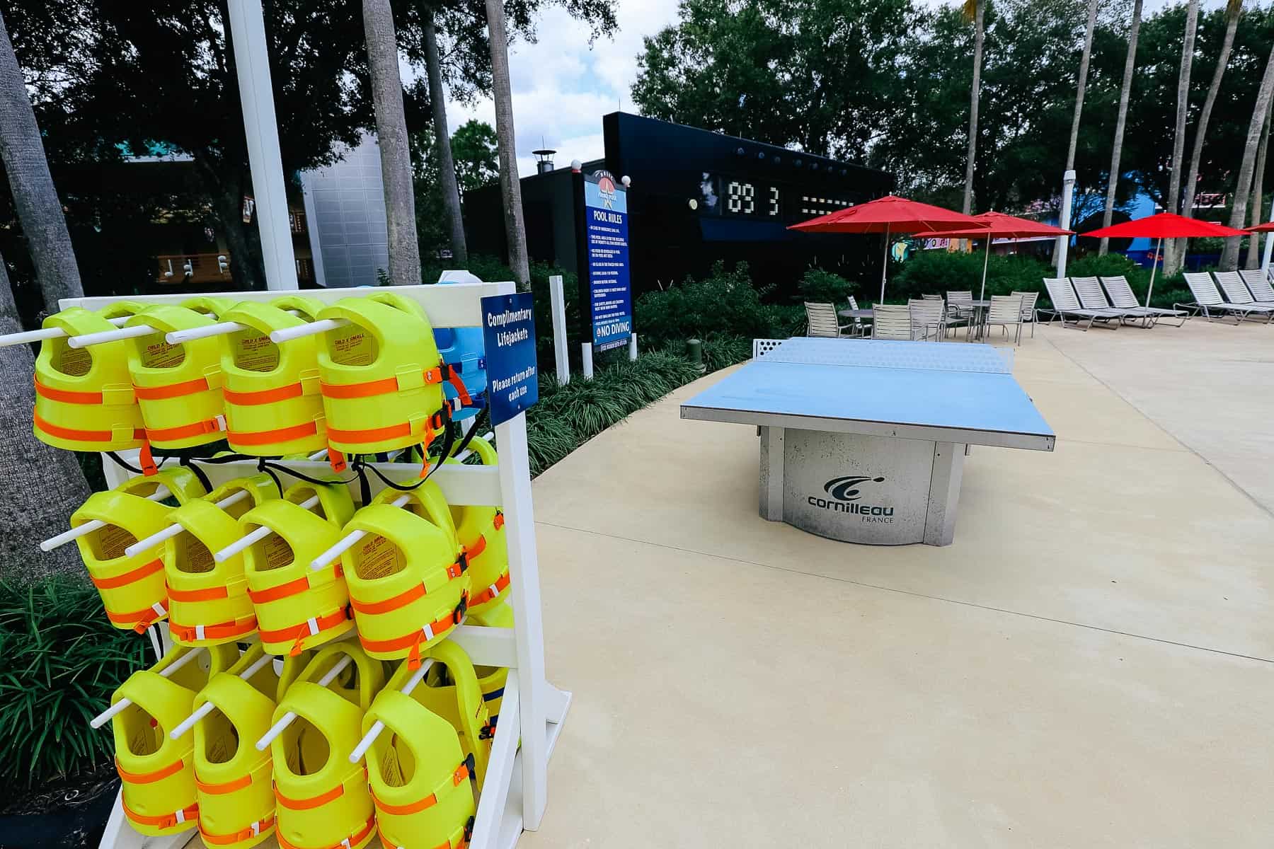 Life jackets at the pool