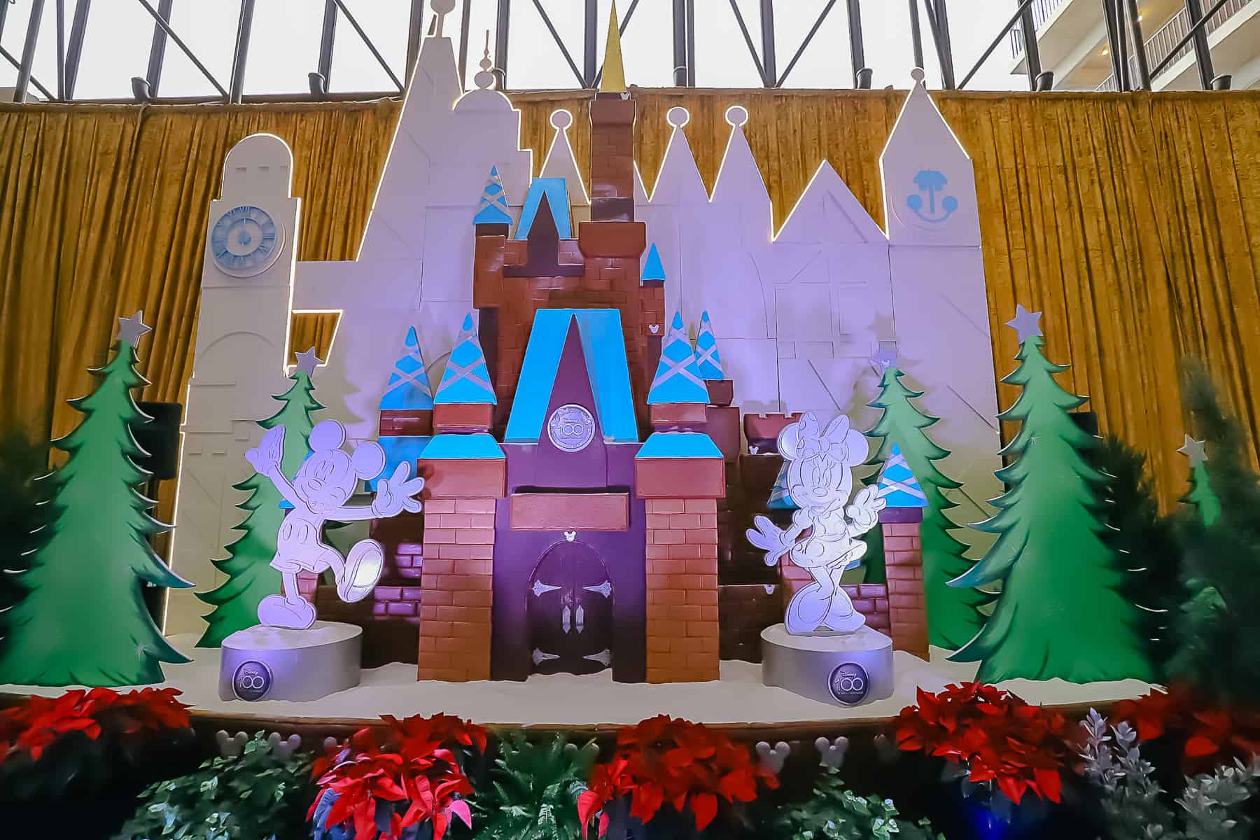 front-facing view that highlights Mary Blair elements in the gingerbread castle. 