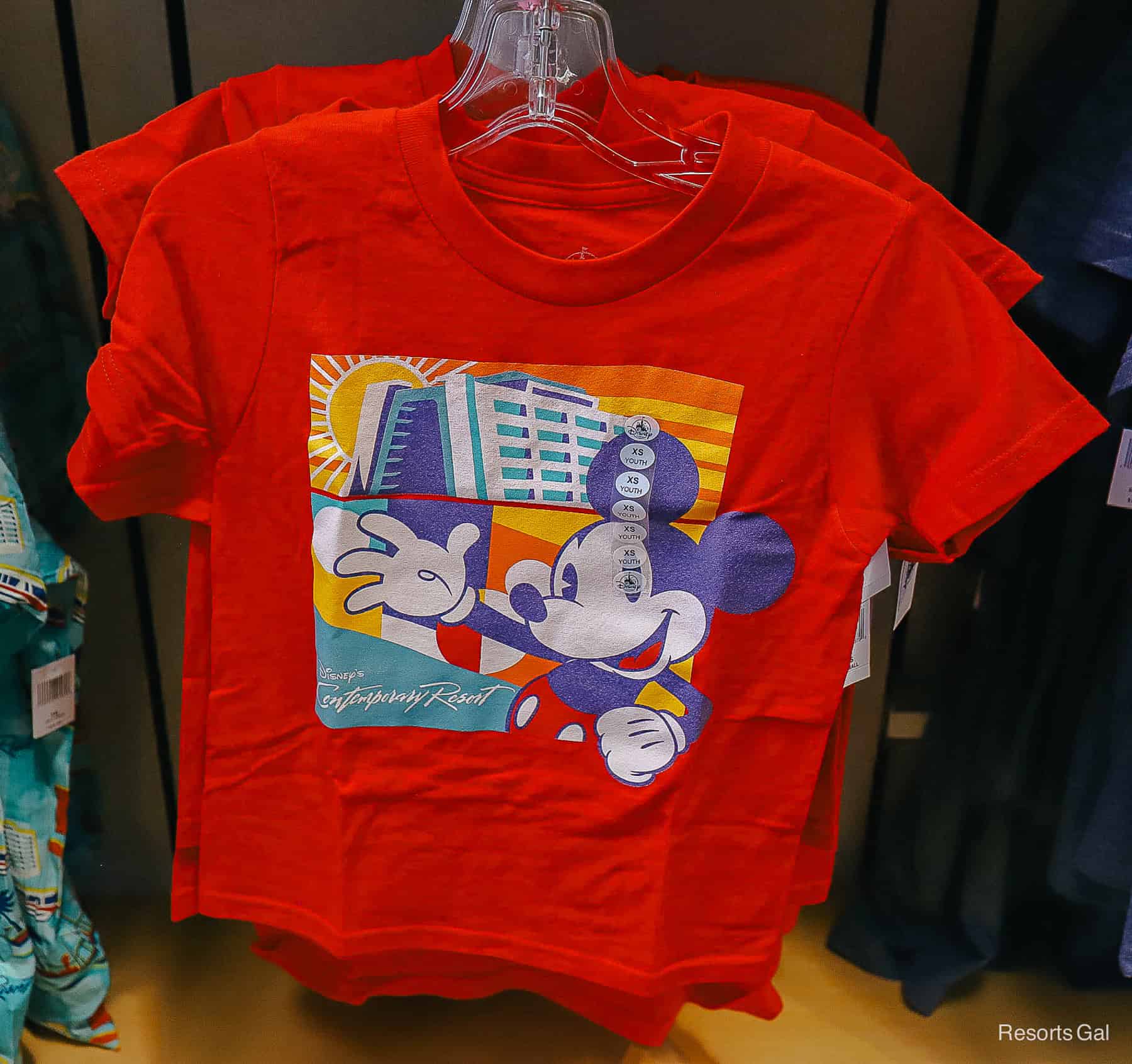 a child's size t-shirt with Disney's Contemporary Resort and Mickey Mouse