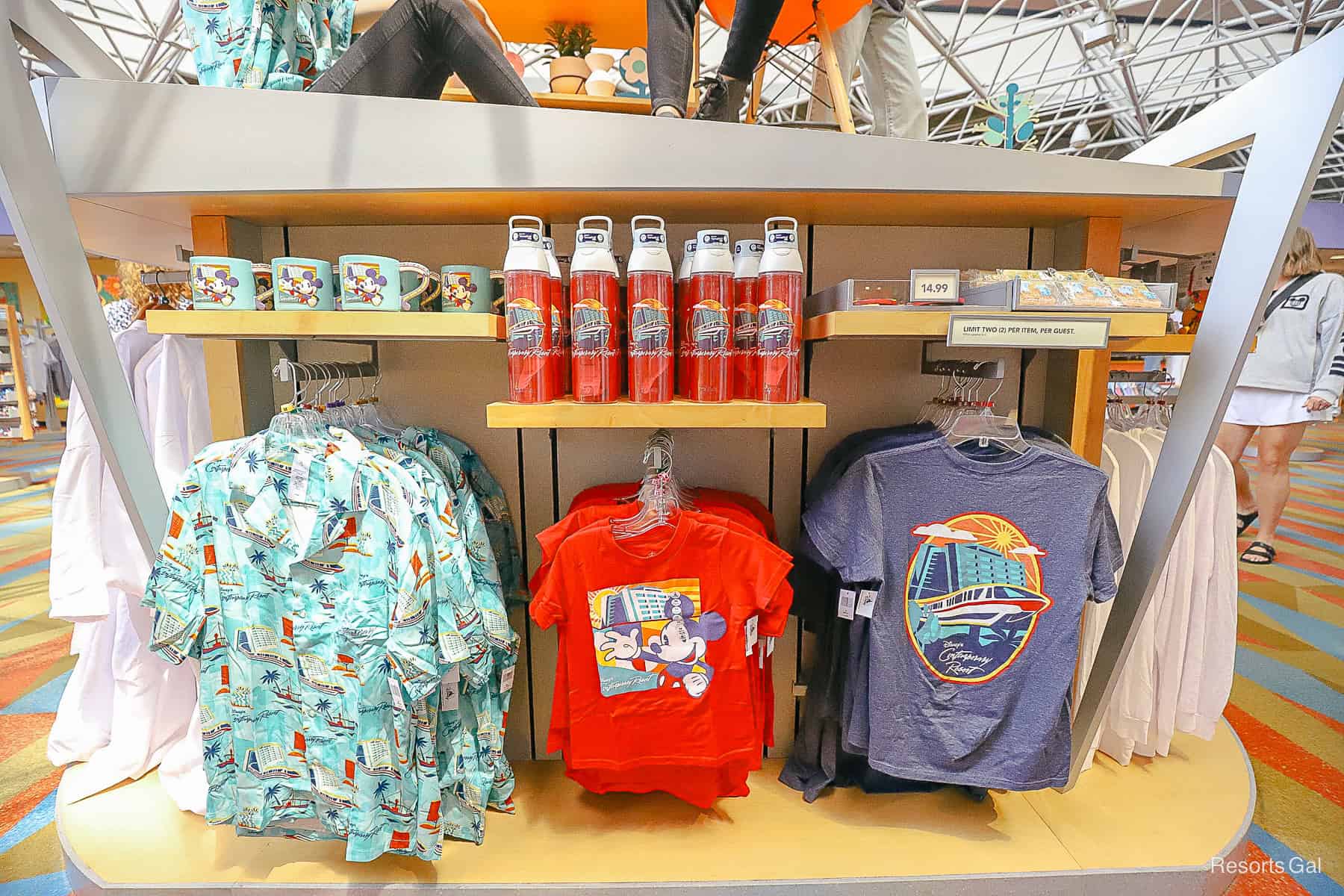 a display with resort branded merchandise at Bayview Gifts at Disney's Contemporary