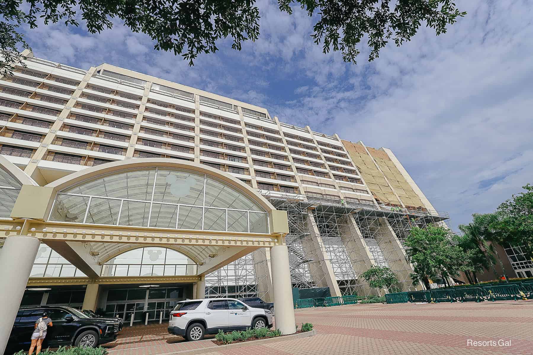 a closeup of the current refurbishment work at Disney's Contemporary Resort
