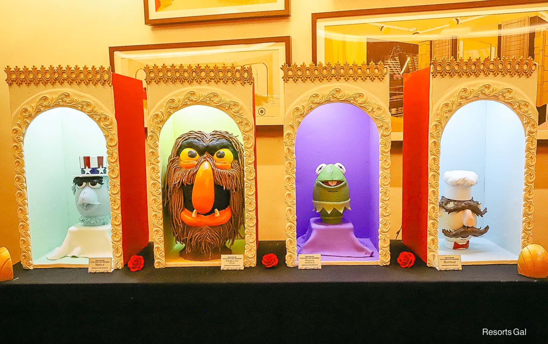 four eggs themed to the Muppets in individual displays 